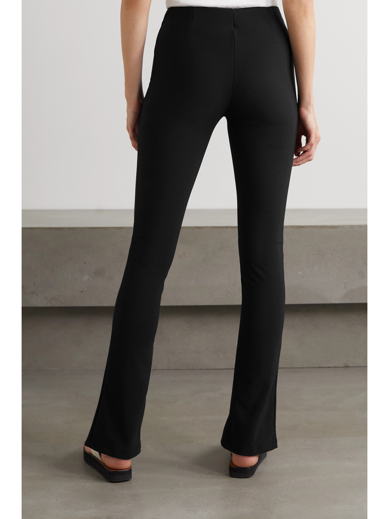 Shop The Frankie Shop Reya Ribbed Stretch-jersey Flared Leggings In Black