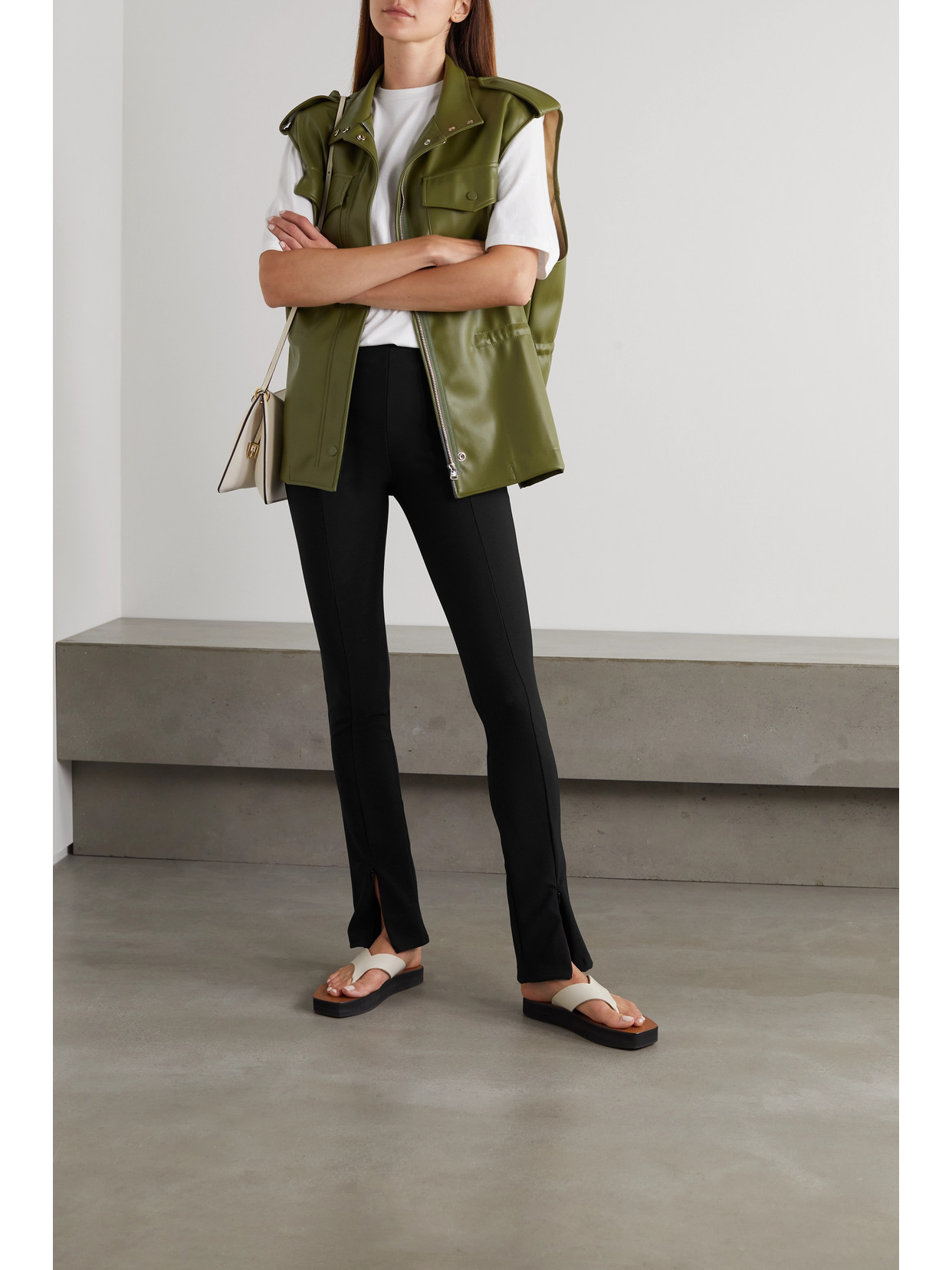 The Frankie Shop Reya Zipped Hem Leggings In Black