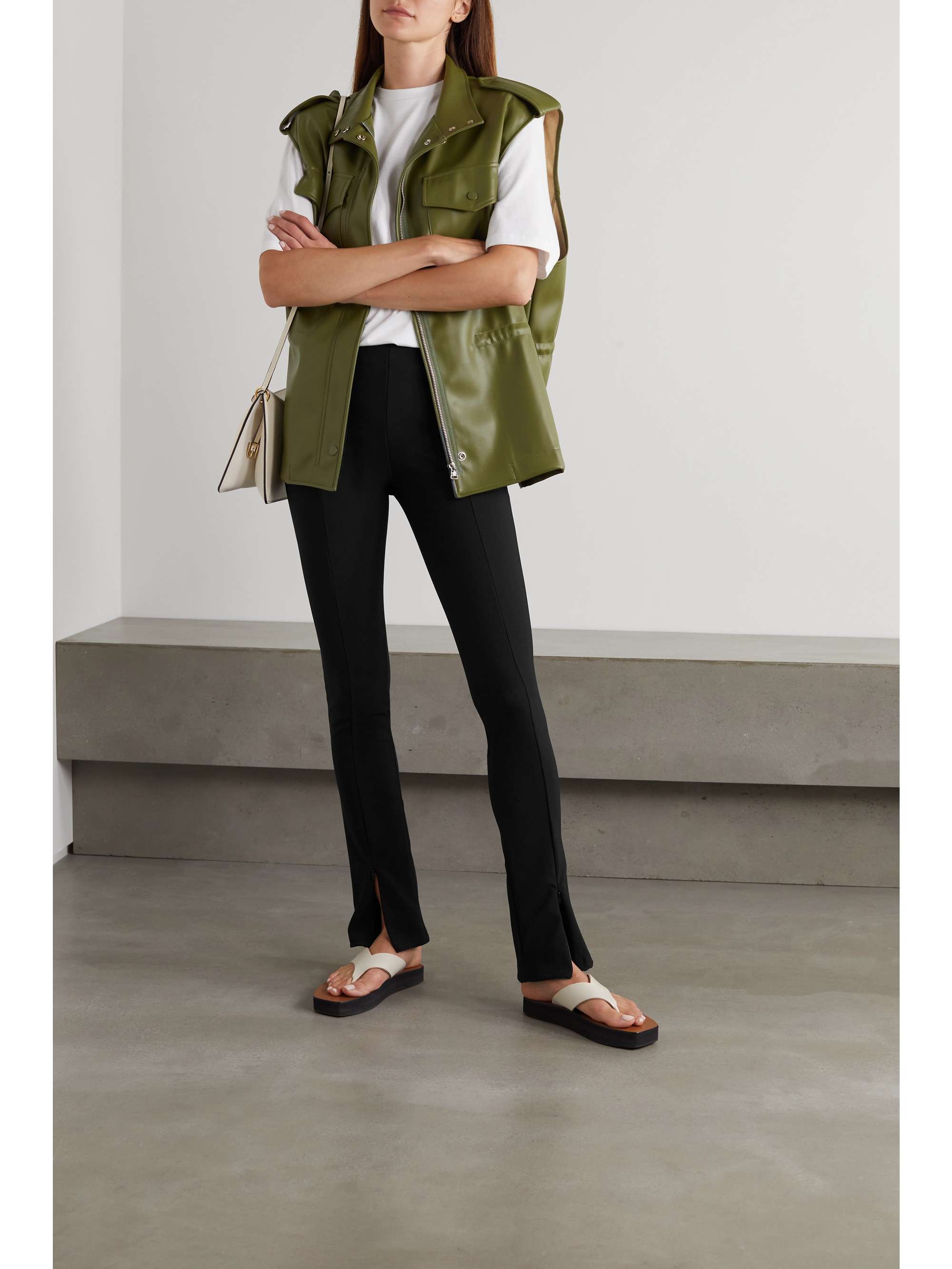 FRANKIE SHOP Reya ribbed stretch-jersey flared leggings