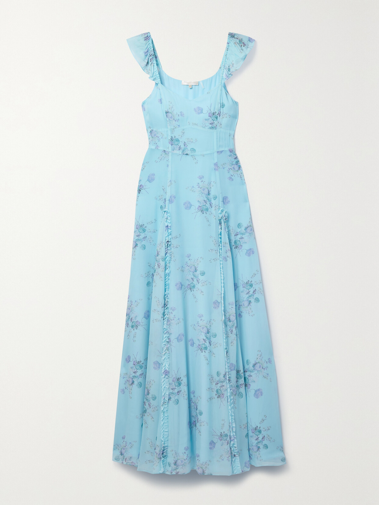 LoveShackFancy - Tulonne Ruffled Floral-print Georgette Maxi Dress - Blue