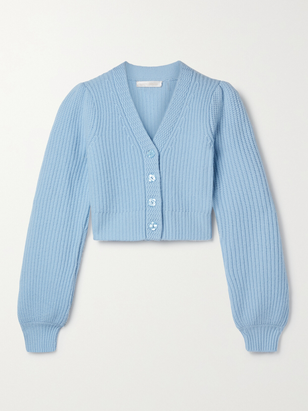 LoveShackFancy - Avignon Cropped Ribbed Wool And Cashmere-blend Cardigan - Blue