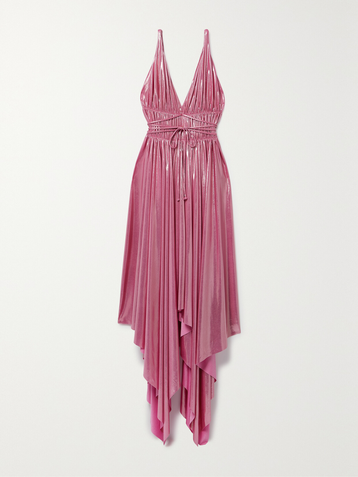 Norma Kamali - Goddess Asymmetric Gathered Stretch-lamé Dress - Pink