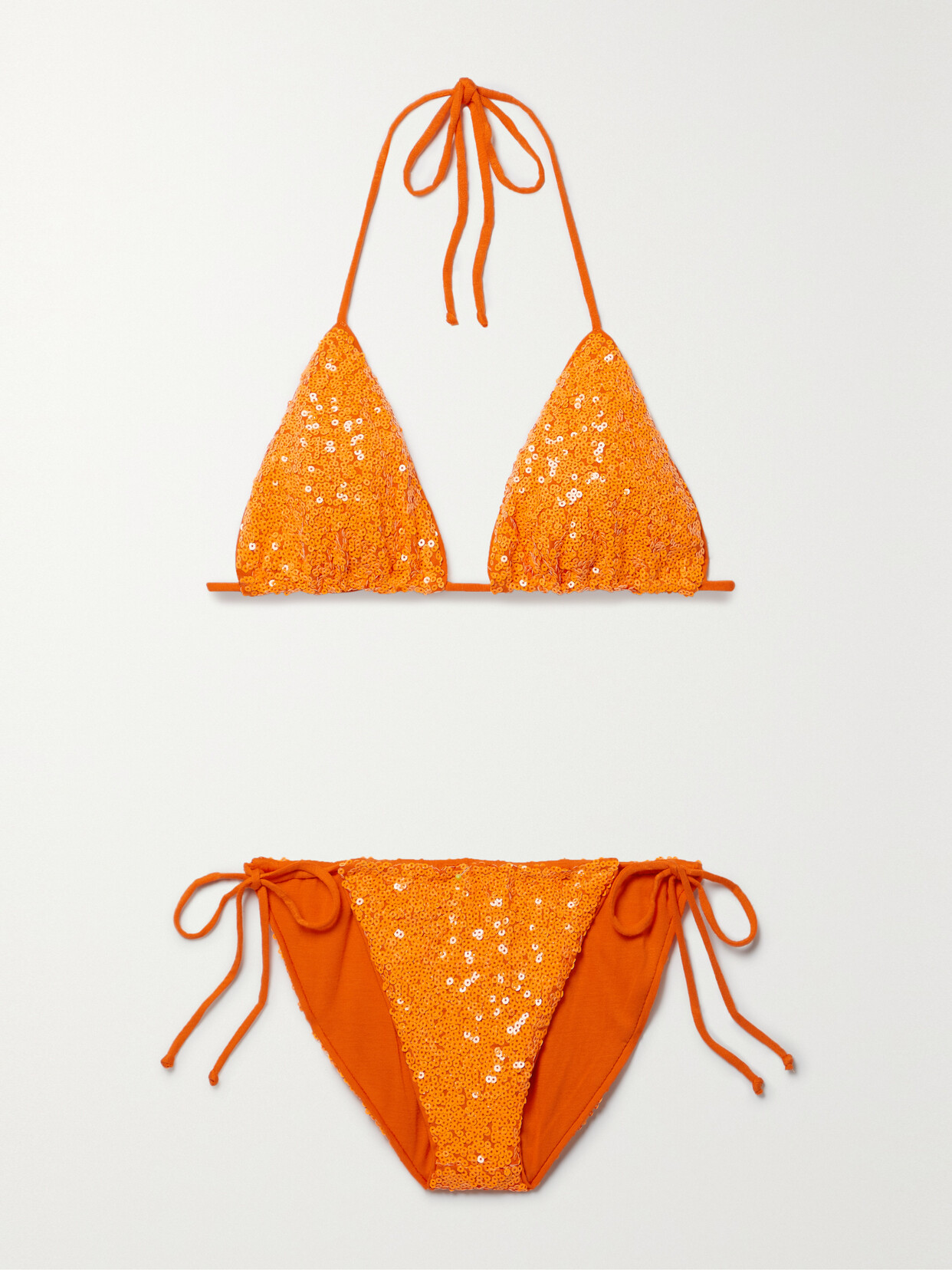 Norma Kamali - Sequined Triangle Bikini - Orange