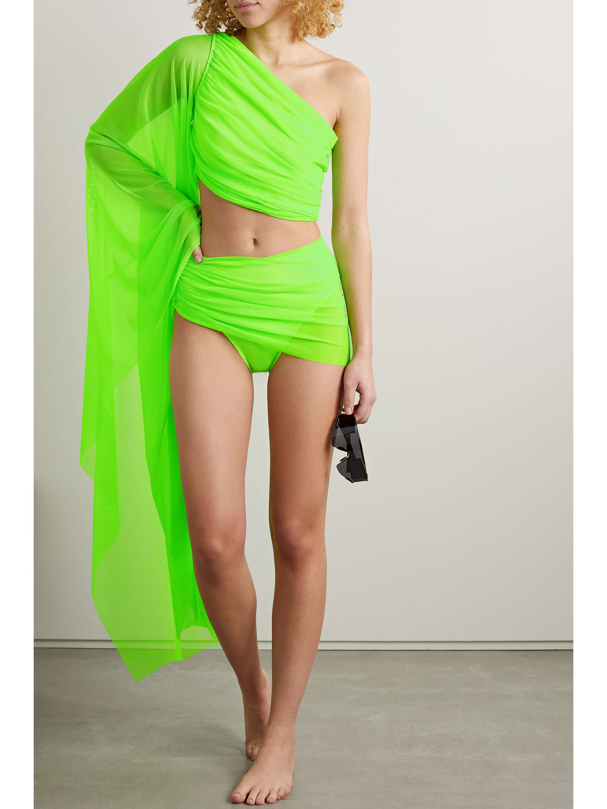 Neon green sales one shoulder top