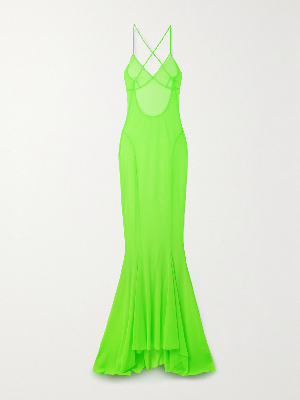 Norma Kamali - Open-back Neon Stretch-mesh Gown - Green