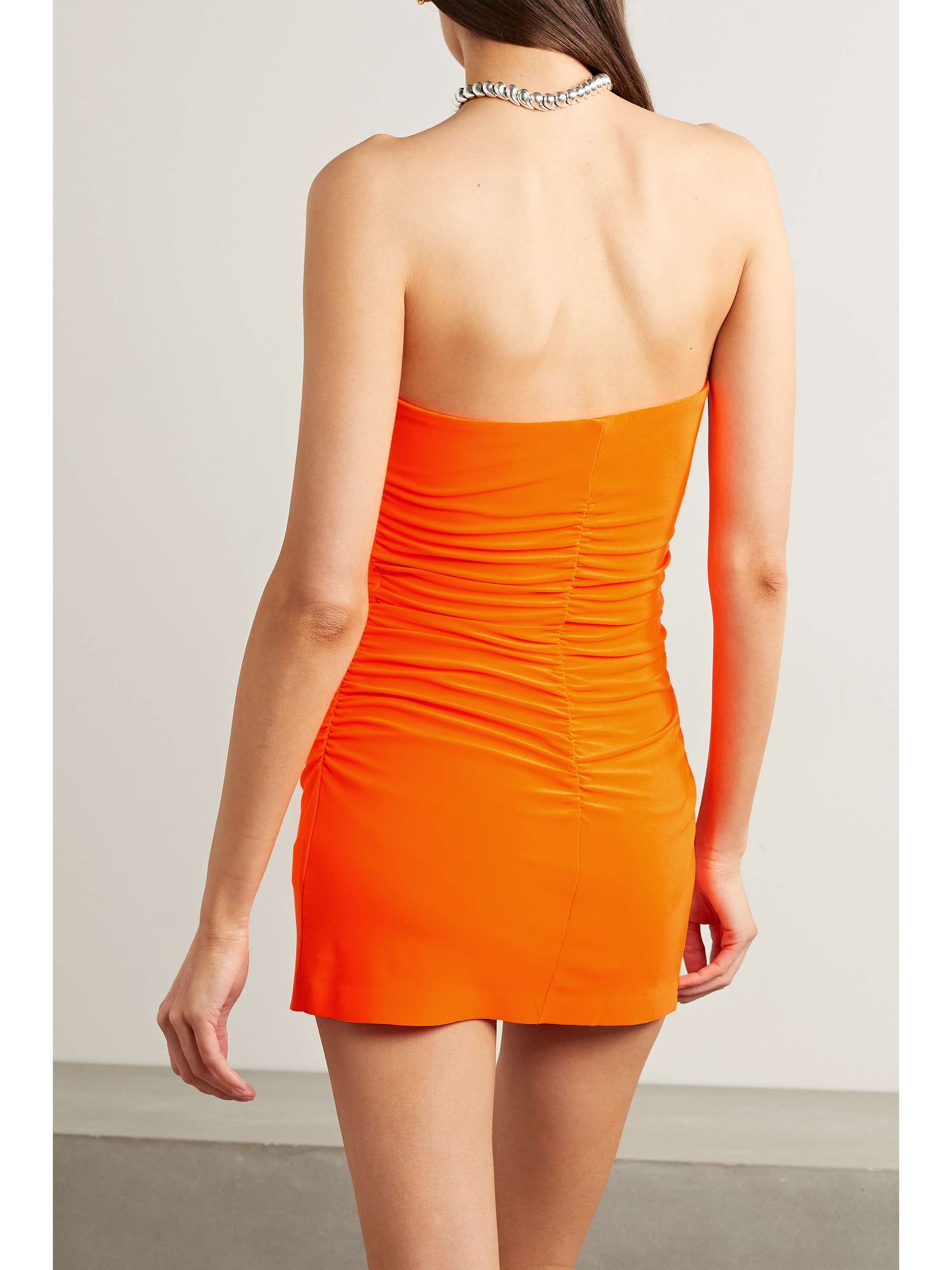 NORMA KAMALI Pickleball strapless ruched stretchjersey mini dress