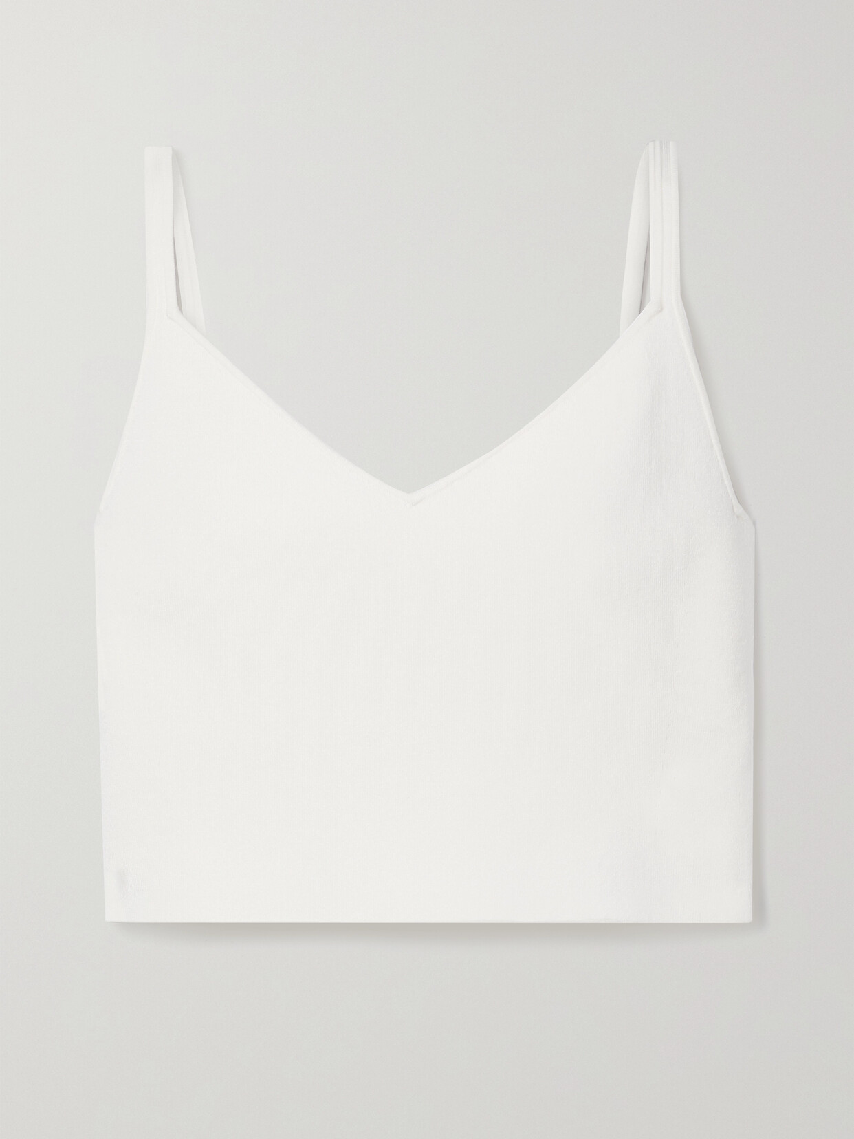 Lafayette148 Cropped Ribbed-knit Top - Off-white