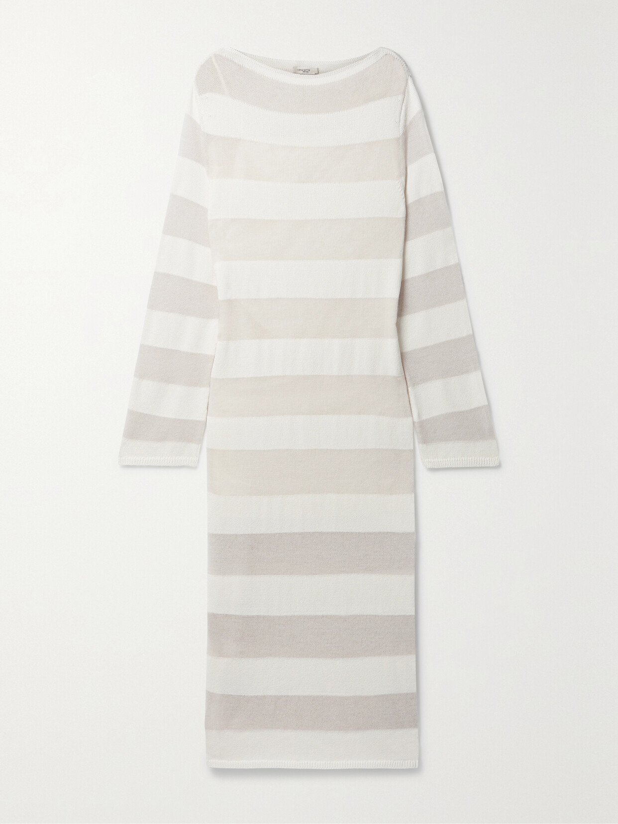 Lafayette148 Striped Cotton, Silk And Cashmere-blend Midi Dress - White