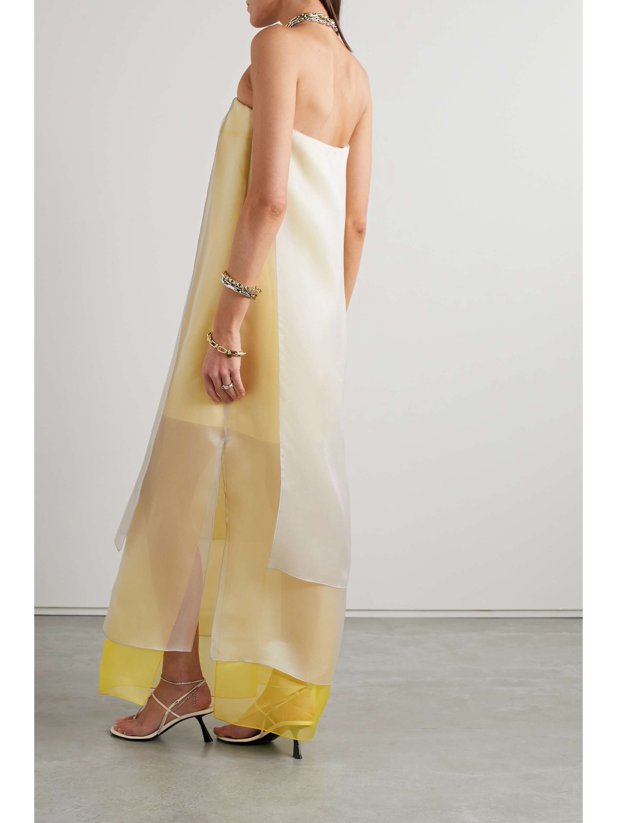 LAFAYETTE 148 Strapless layered color-block silk-organza maxi dress ...