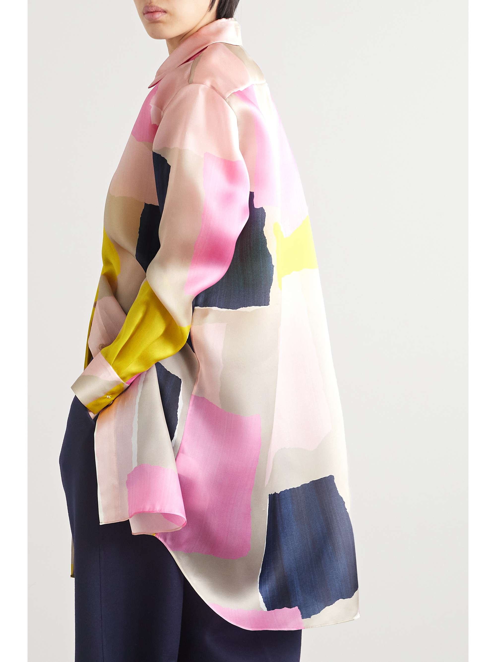LAFAYETTE 148 Oversized printed silk-satin shirt