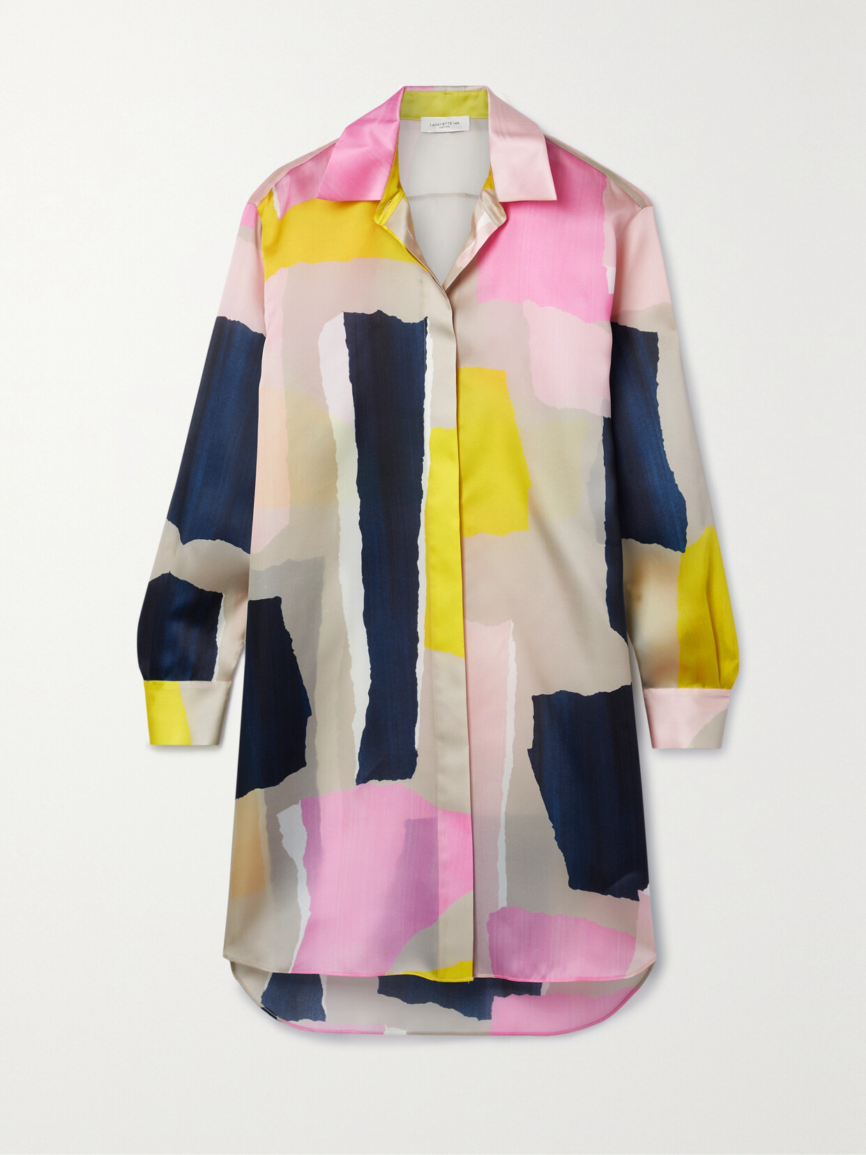 Lafayette148 Oversized Printed Silk-satin Shirt