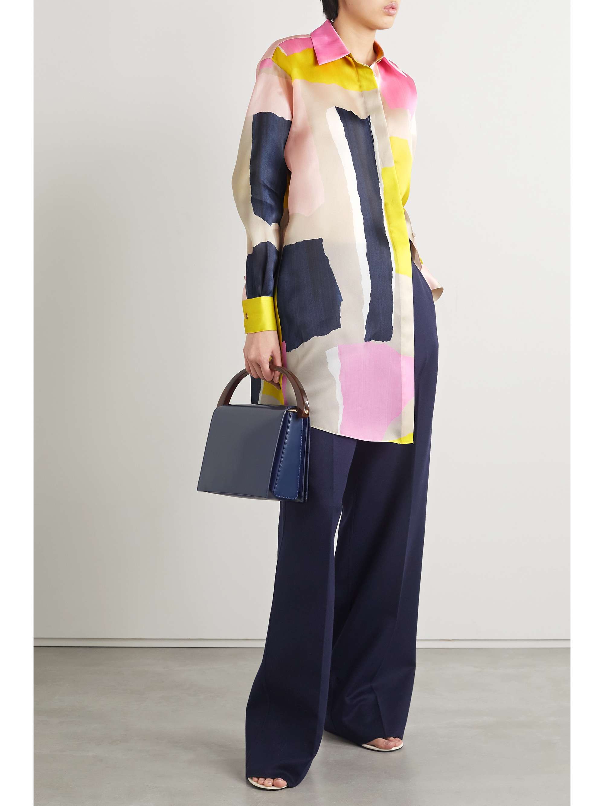 LAFAYETTE 148 Oversized printed silk-satin shirt