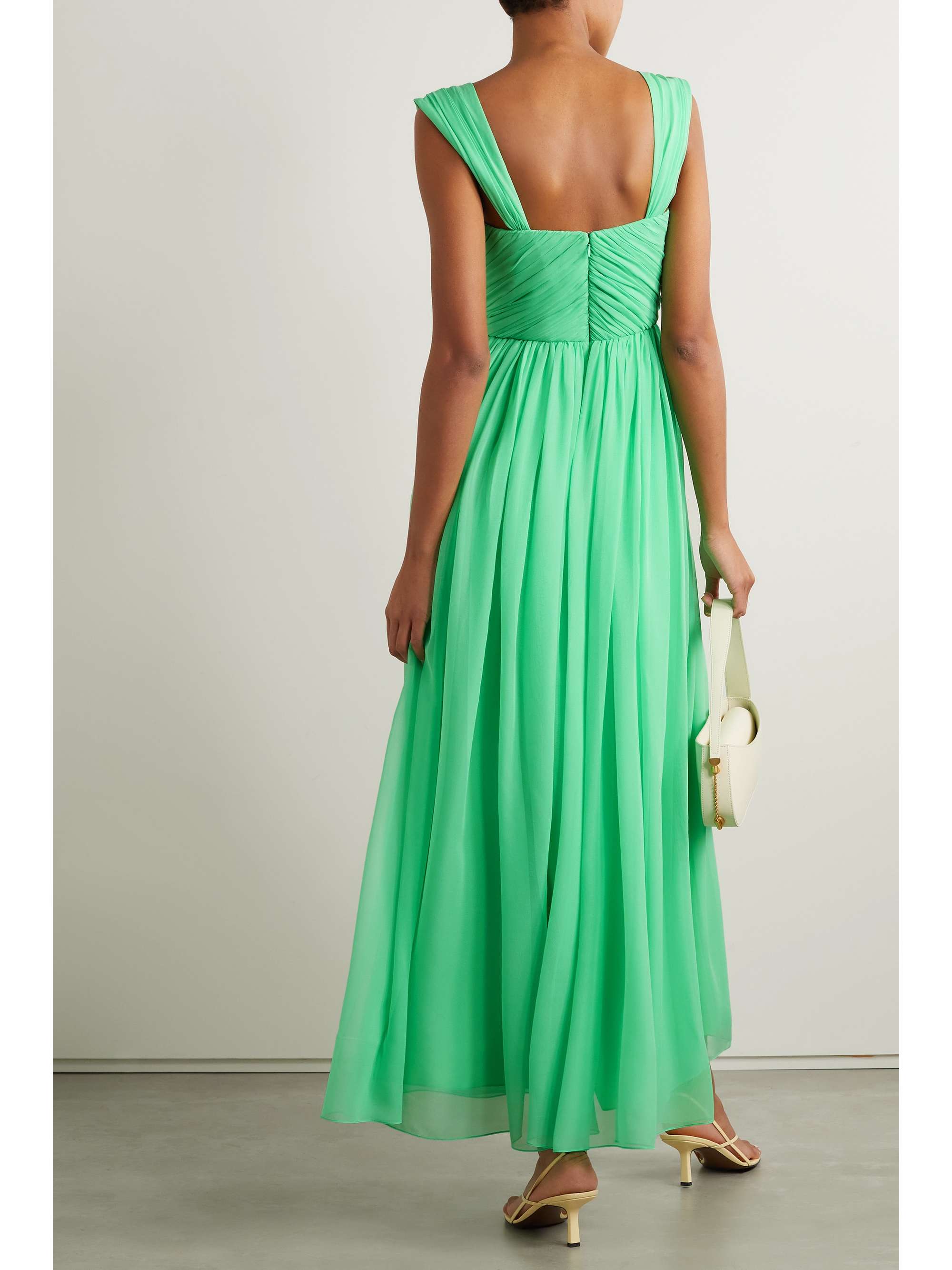 ADAM LIPPES Pleated silk-chiffon maxi dress
