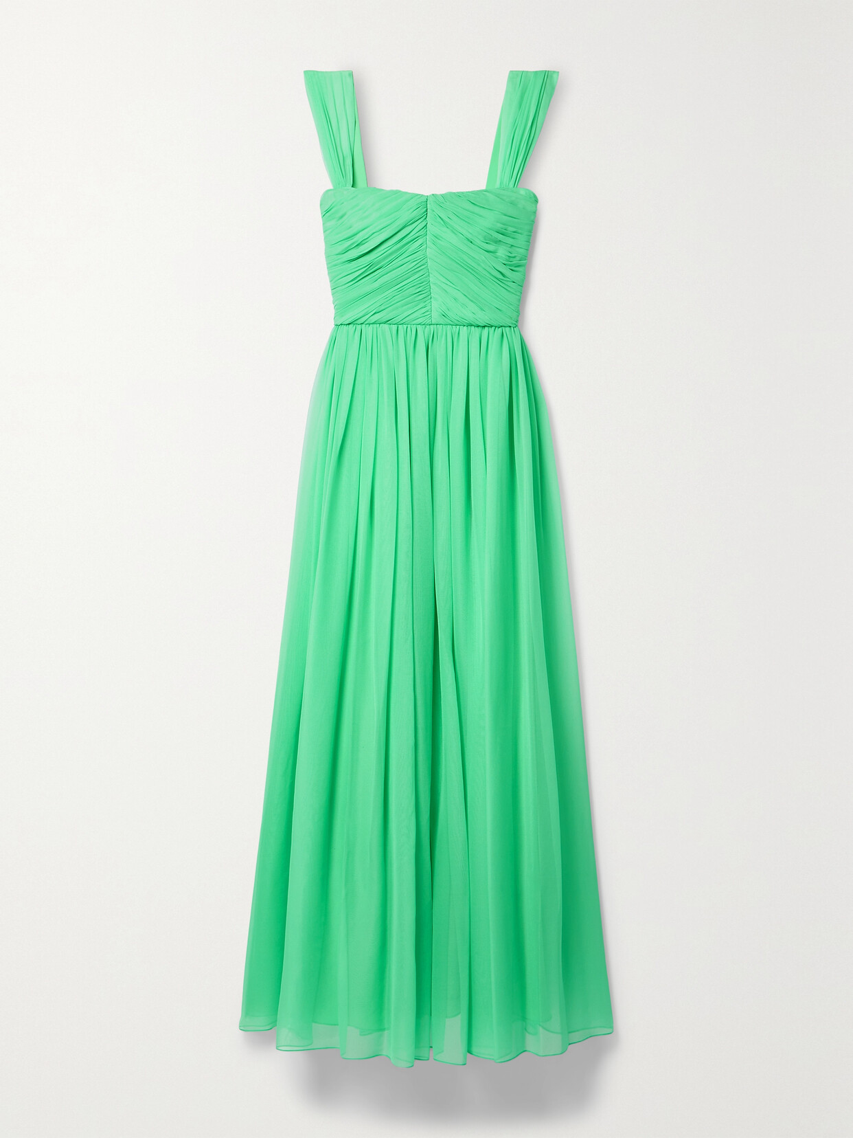 Adam Lippes - Pleated Silk-chiffon Maxi Dress - Green