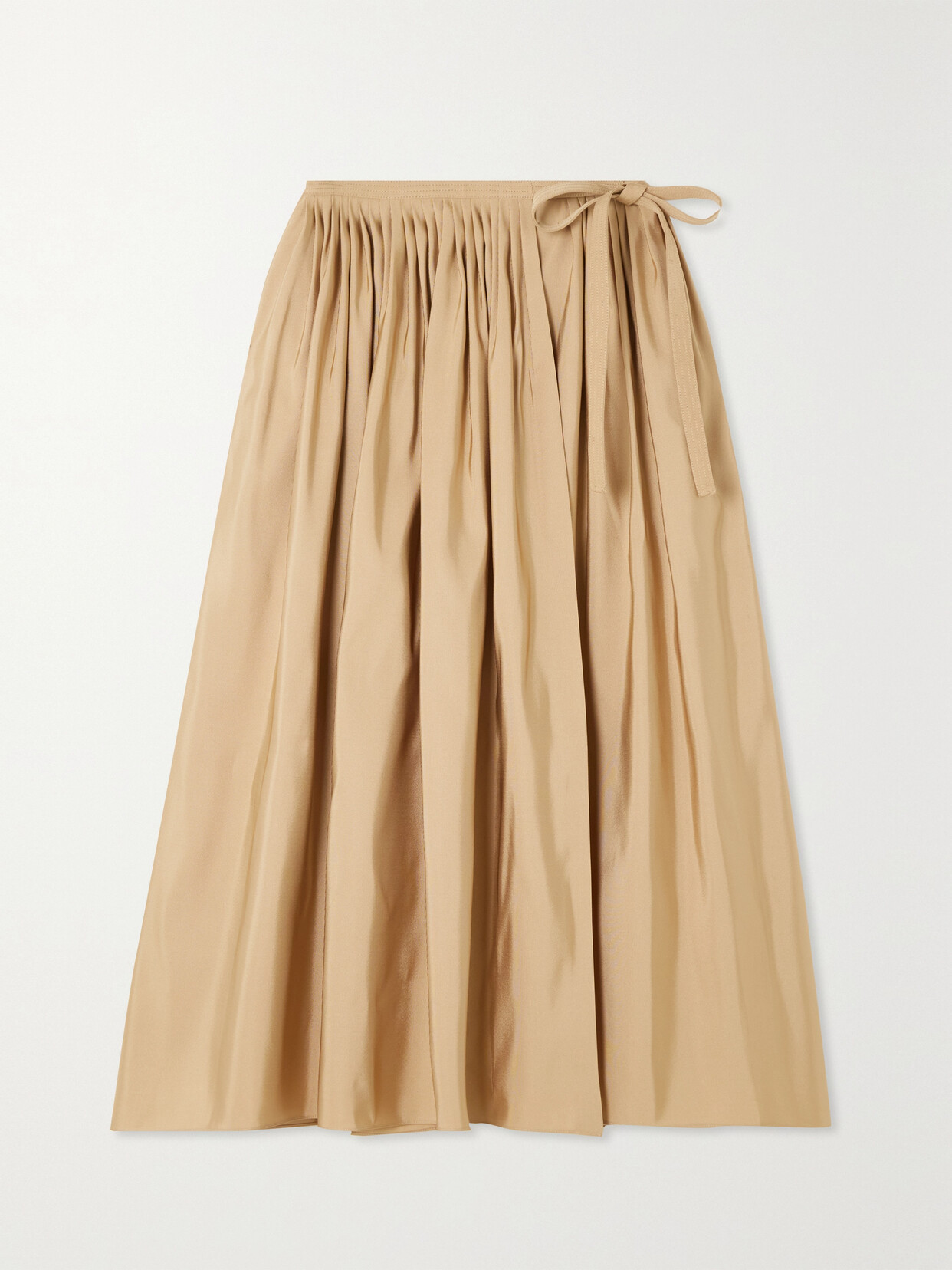 Adam Lippes Pleated Silk-faille Midi Wrap Skirt In Green | ModeSens