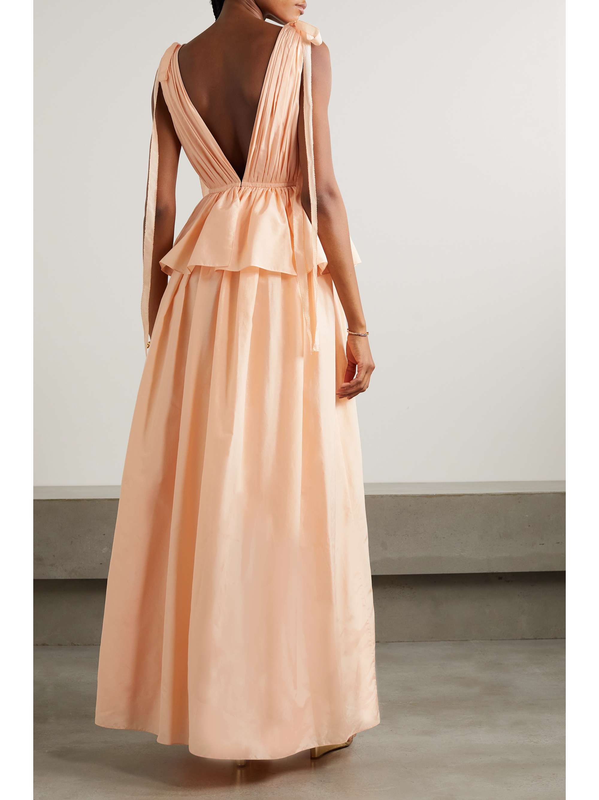 ADAM LIPPES Dendur tie-detailed pleated cotton and silk-blend voile gown