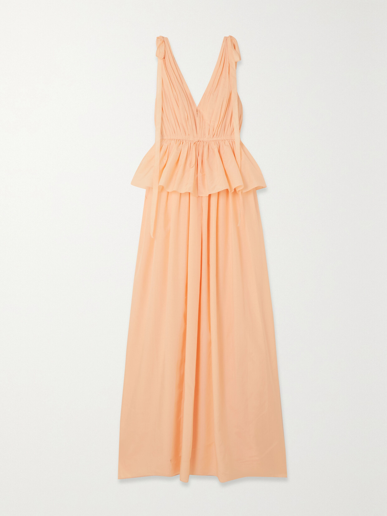 Adam Lippes - Dendur Tie-detailed Pleated Cotton And Silk-blend Voile Gown - Pink