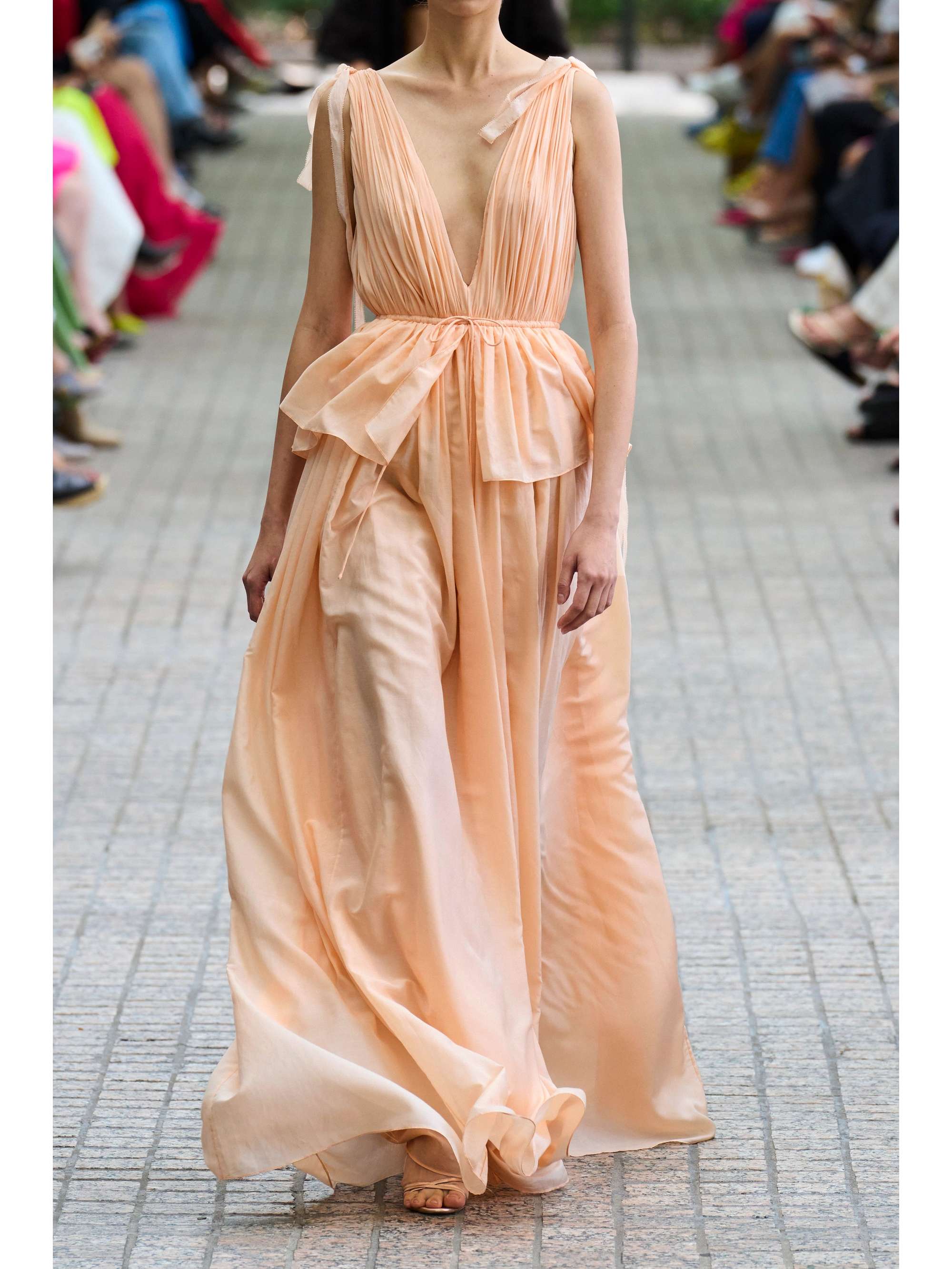 ADAM LIPPES Dendur tie-detailed pleated cotton and silk-blend voile gown