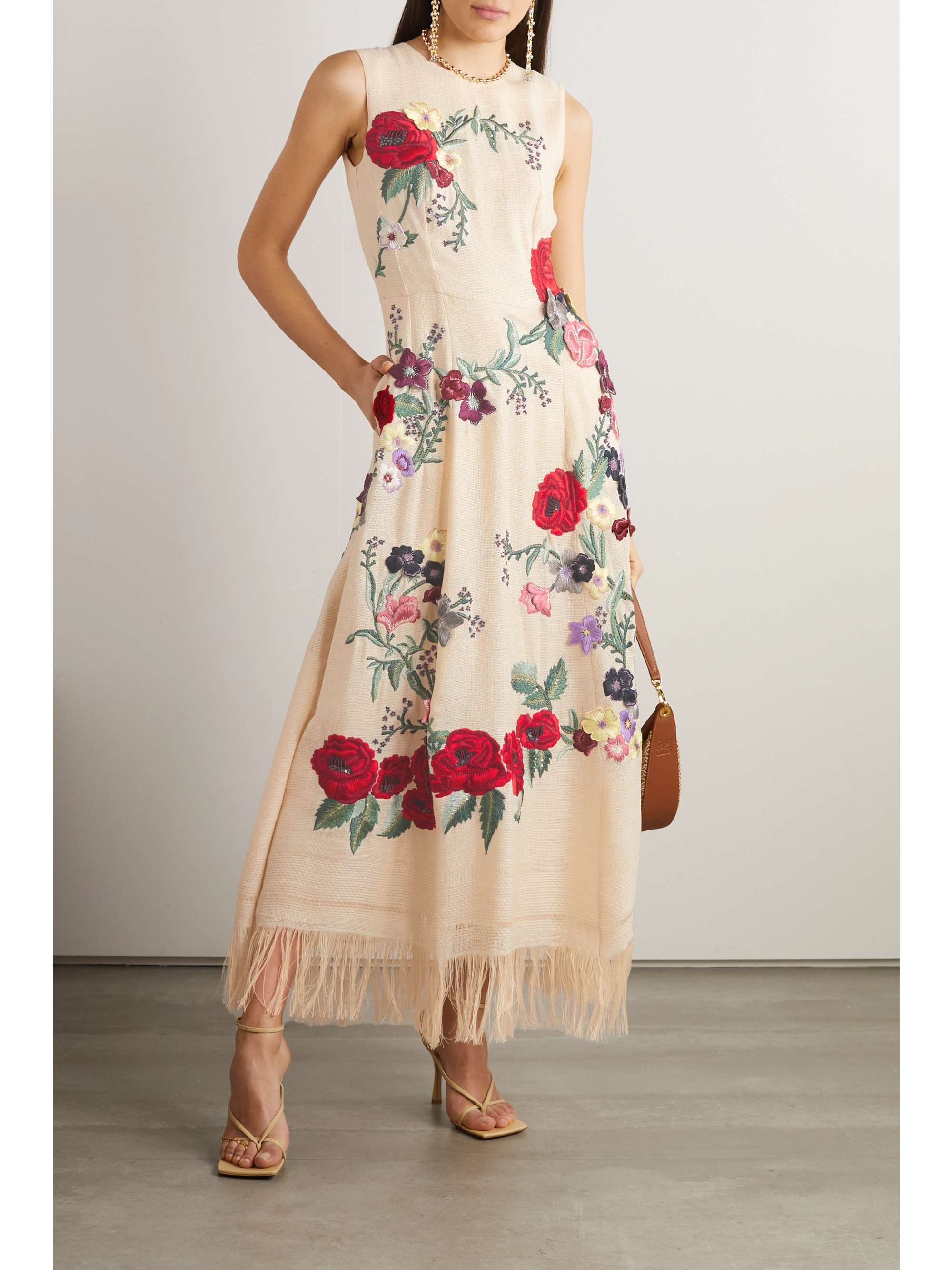 ADAM LIPPES Eloise fringed appliquéd embroidered woven maxi dress |  NET-A-PORTER