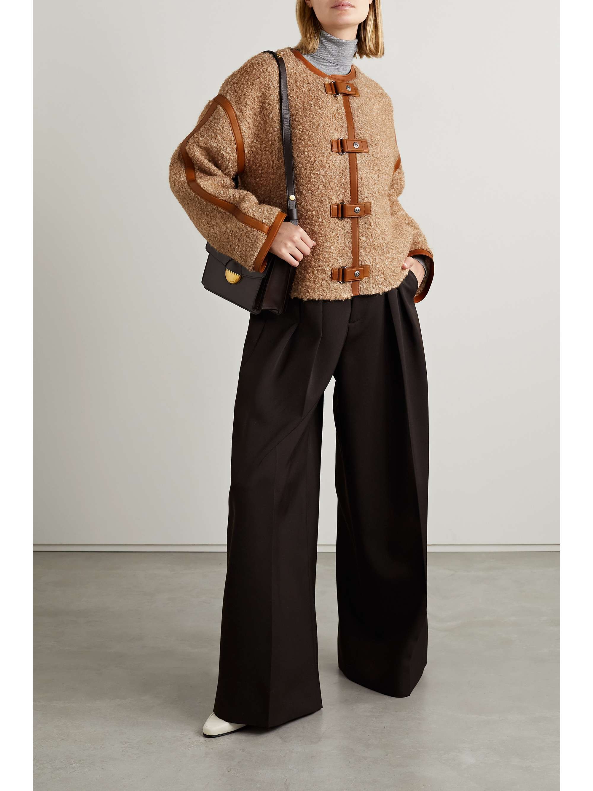 LORO PIANA Carina leather-trimmed mohair-blend bouclé jacket