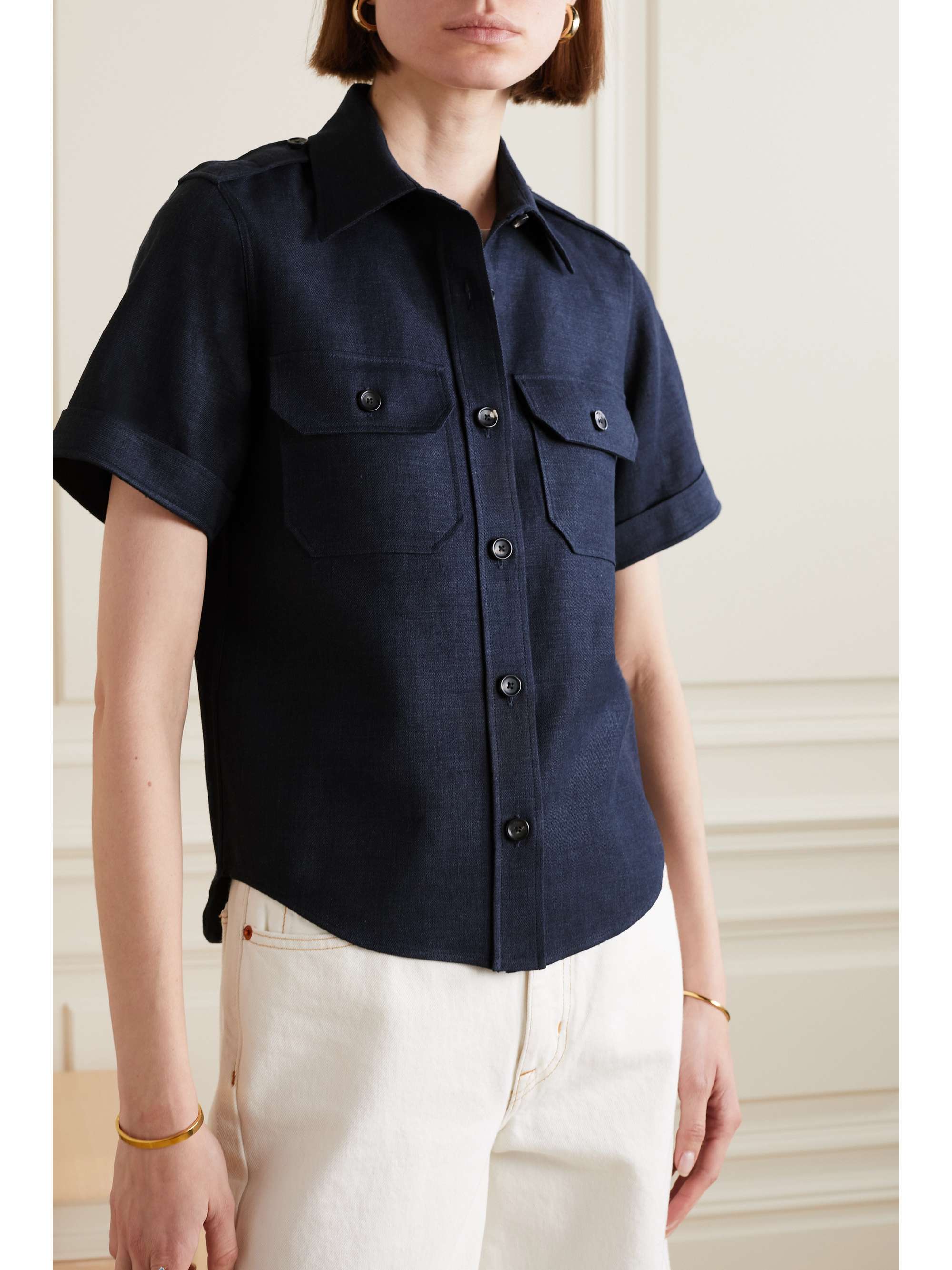 LORO PIANA Annalisa linen and wool-blend twill shirt