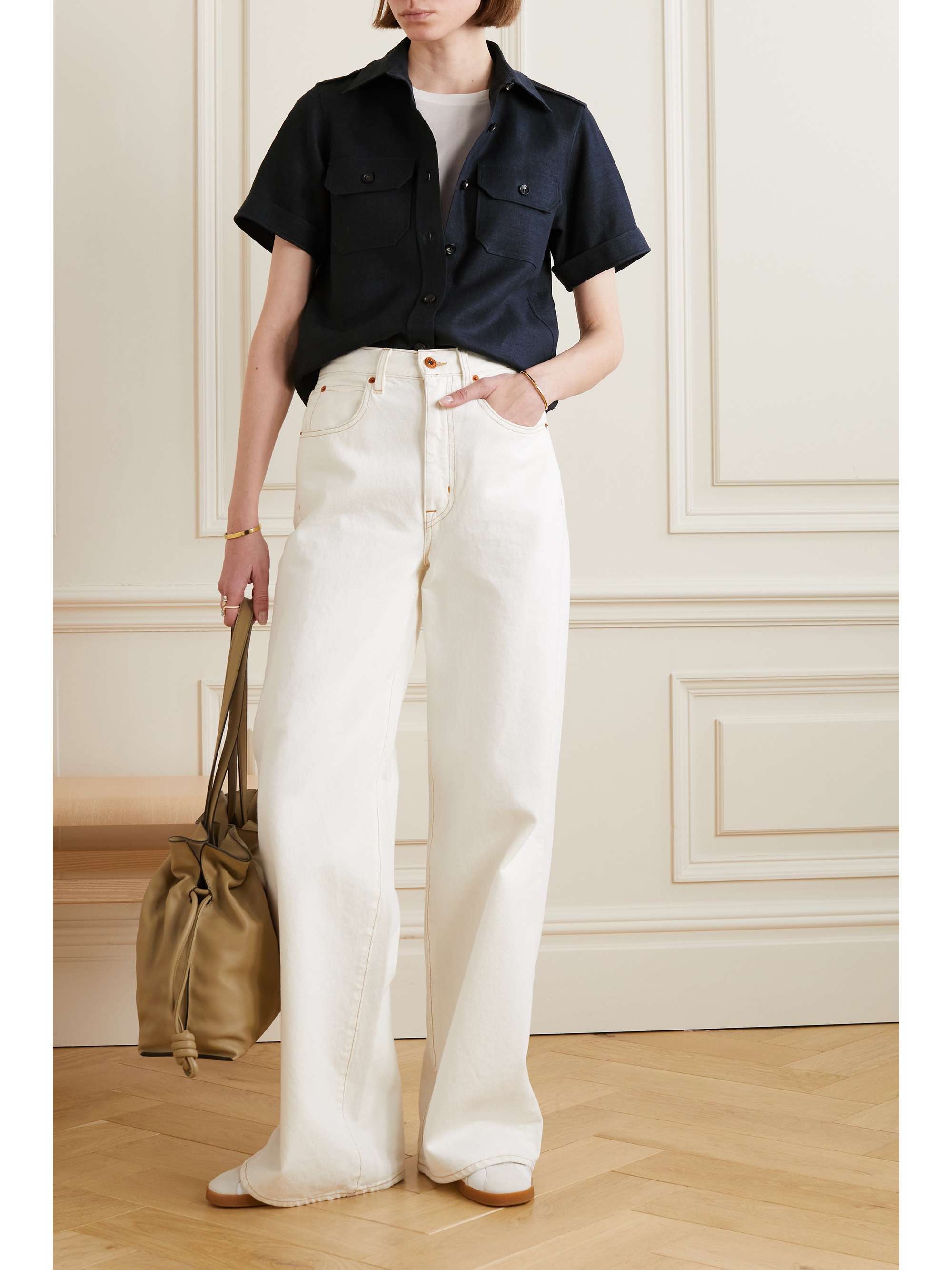 LORO PIANA Annalisa linen and wool-blend twill shirt