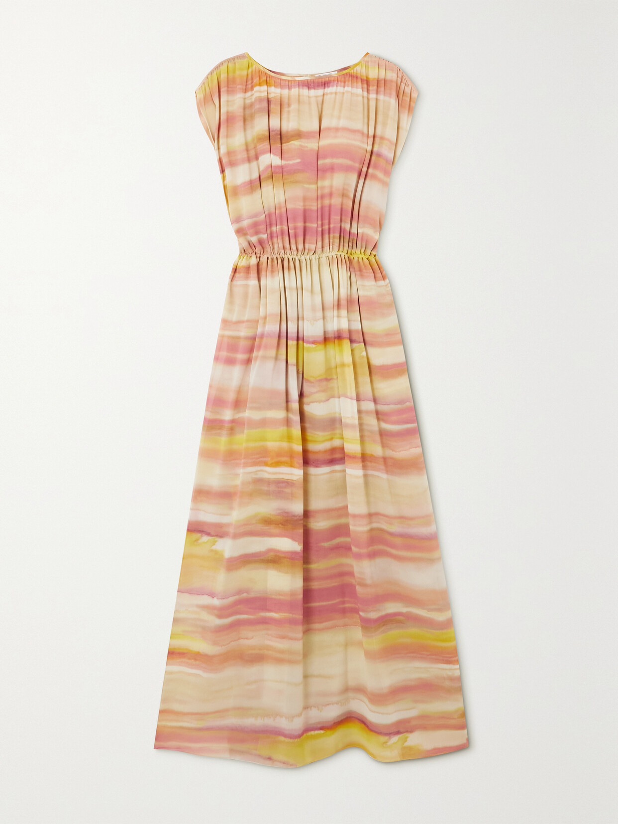 Loro Piana Edwina Printed Silk-crepe Maxi Dress In Yellow