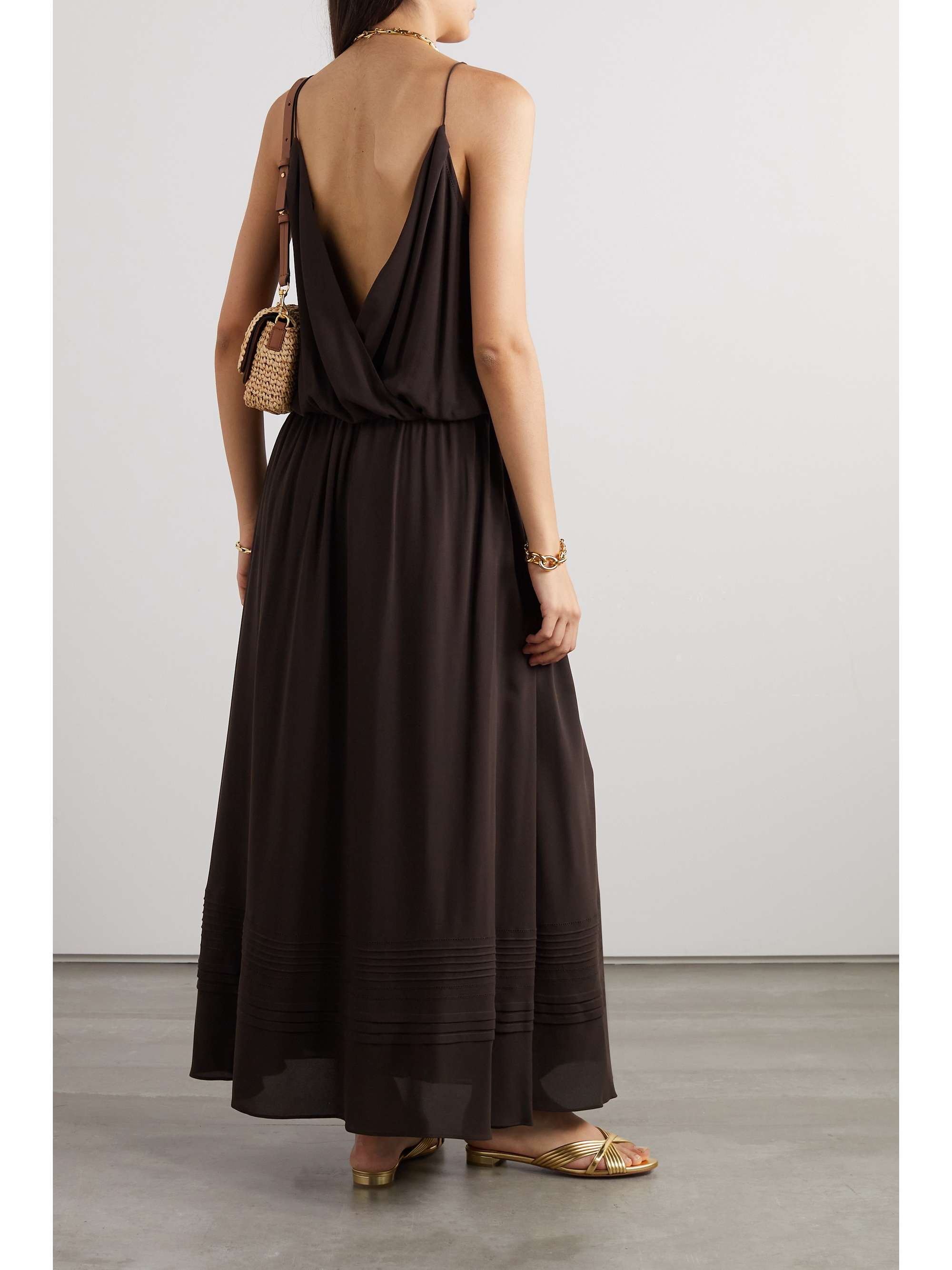 LORO PIANA Jacaline draped silk crepe de chine maxi dress | NET-A-PORTER