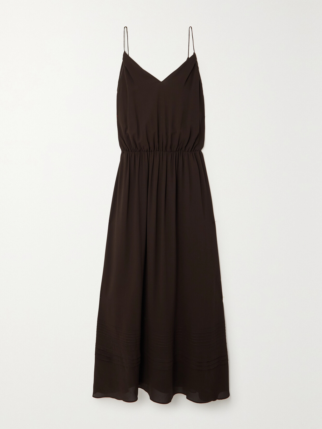Loro Piana Jacaline Draped Silk Crepe De Chine Maxi Dress - Brown