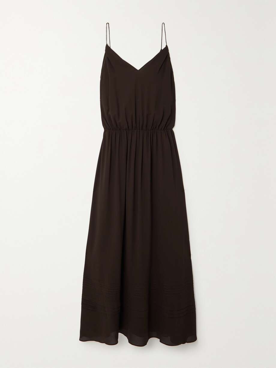 jacaline draped silk crepe de chine maxi dress