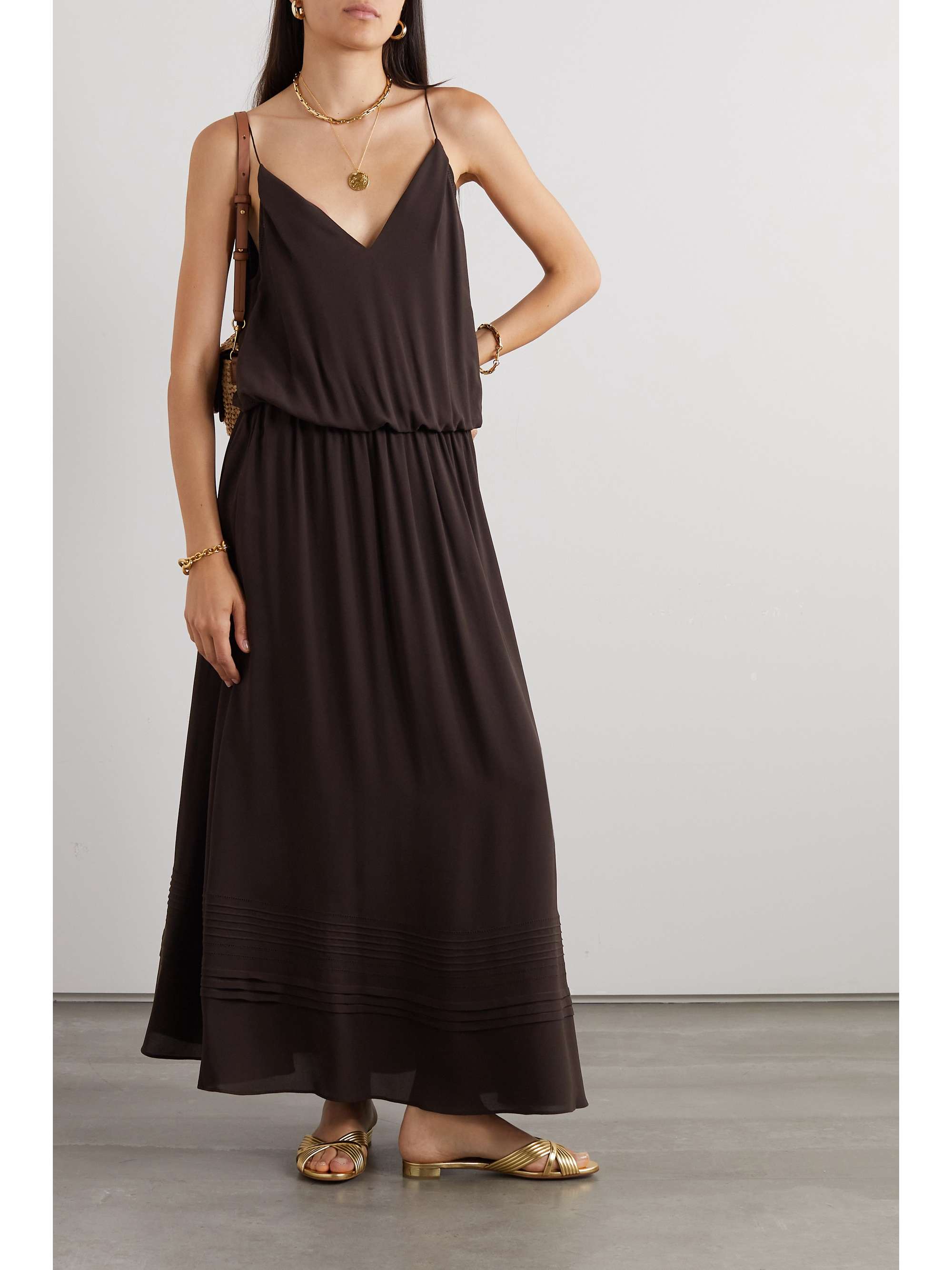 LORO PIANA Jacaline draped silk crepe de chine maxi dress | NET-A-PORTER