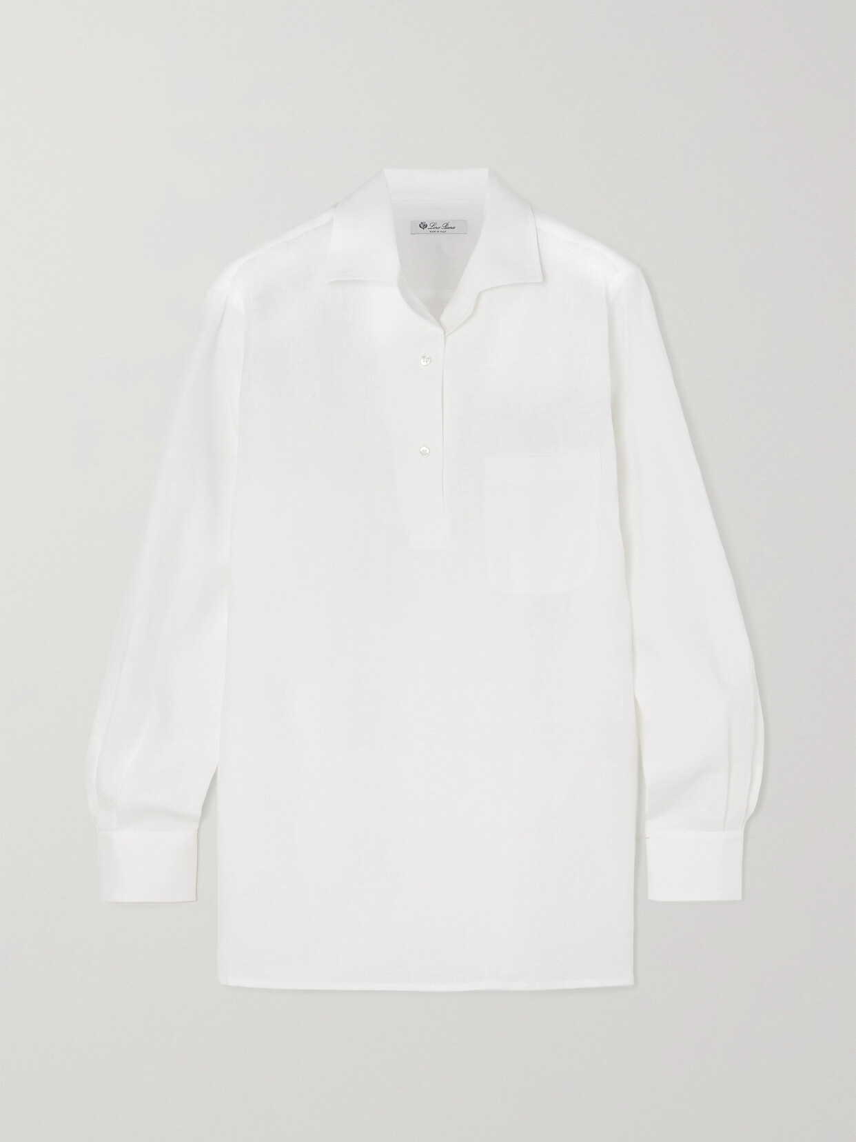 Loro Piana Appliquéd Linen Shirt - White