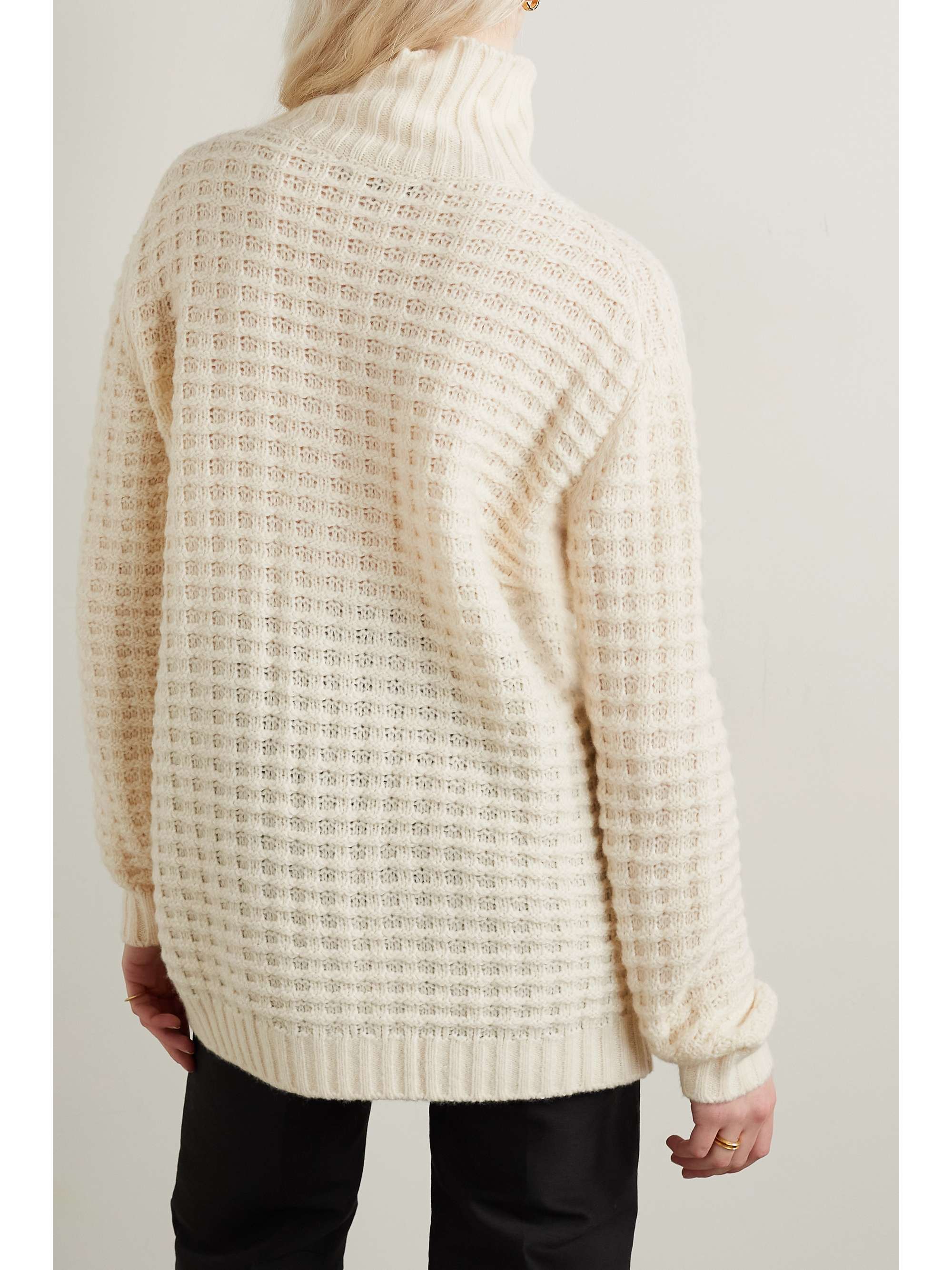 LORO PIANA Waffle-knit cashmere and silk-blend turtleneck sweater