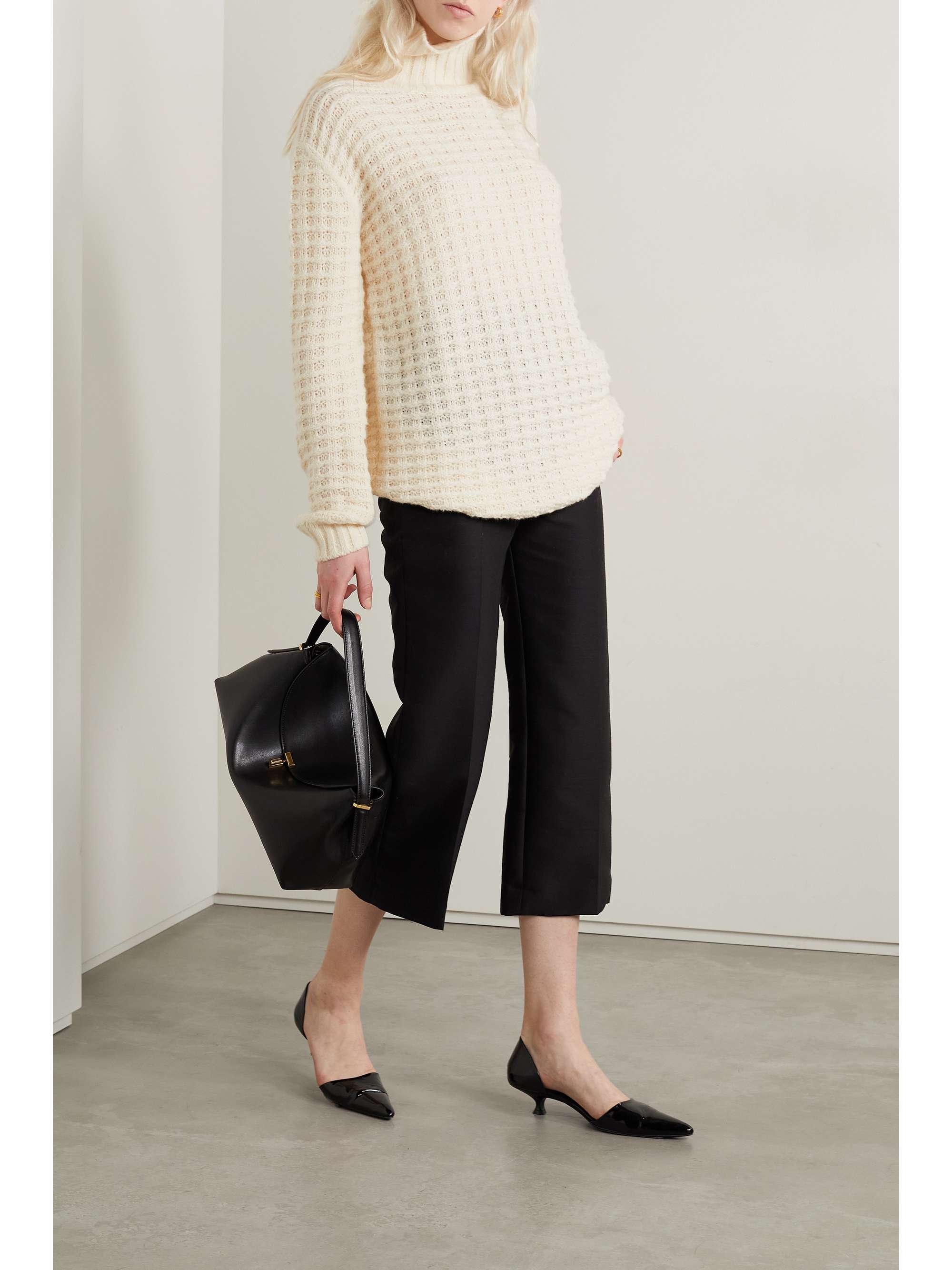 LORO PIANA Waffle-knit cashmere and silk-blend turtleneck sweater