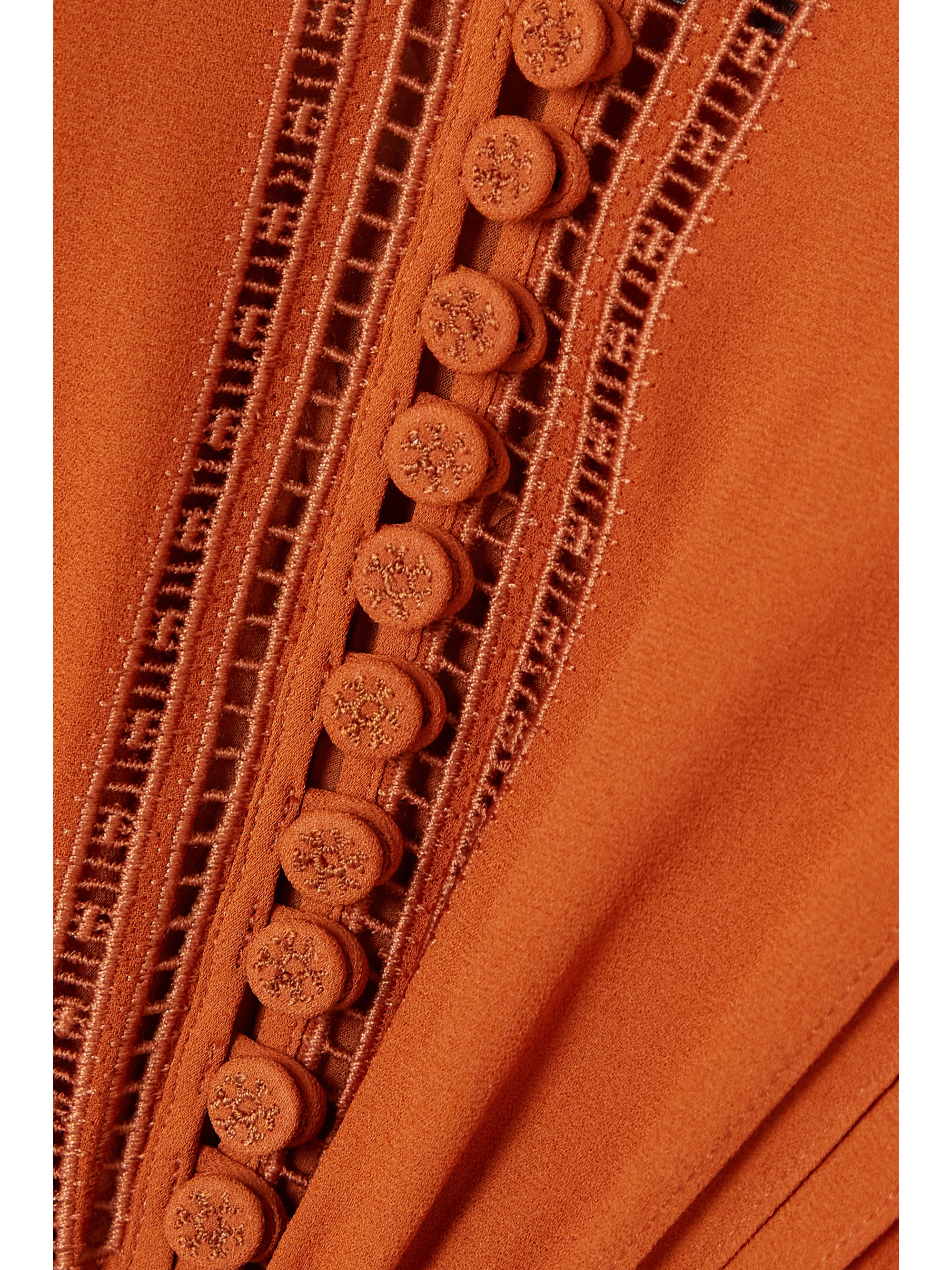 Loro Piana Henrietta embroidered silk crepe de chine midi dress