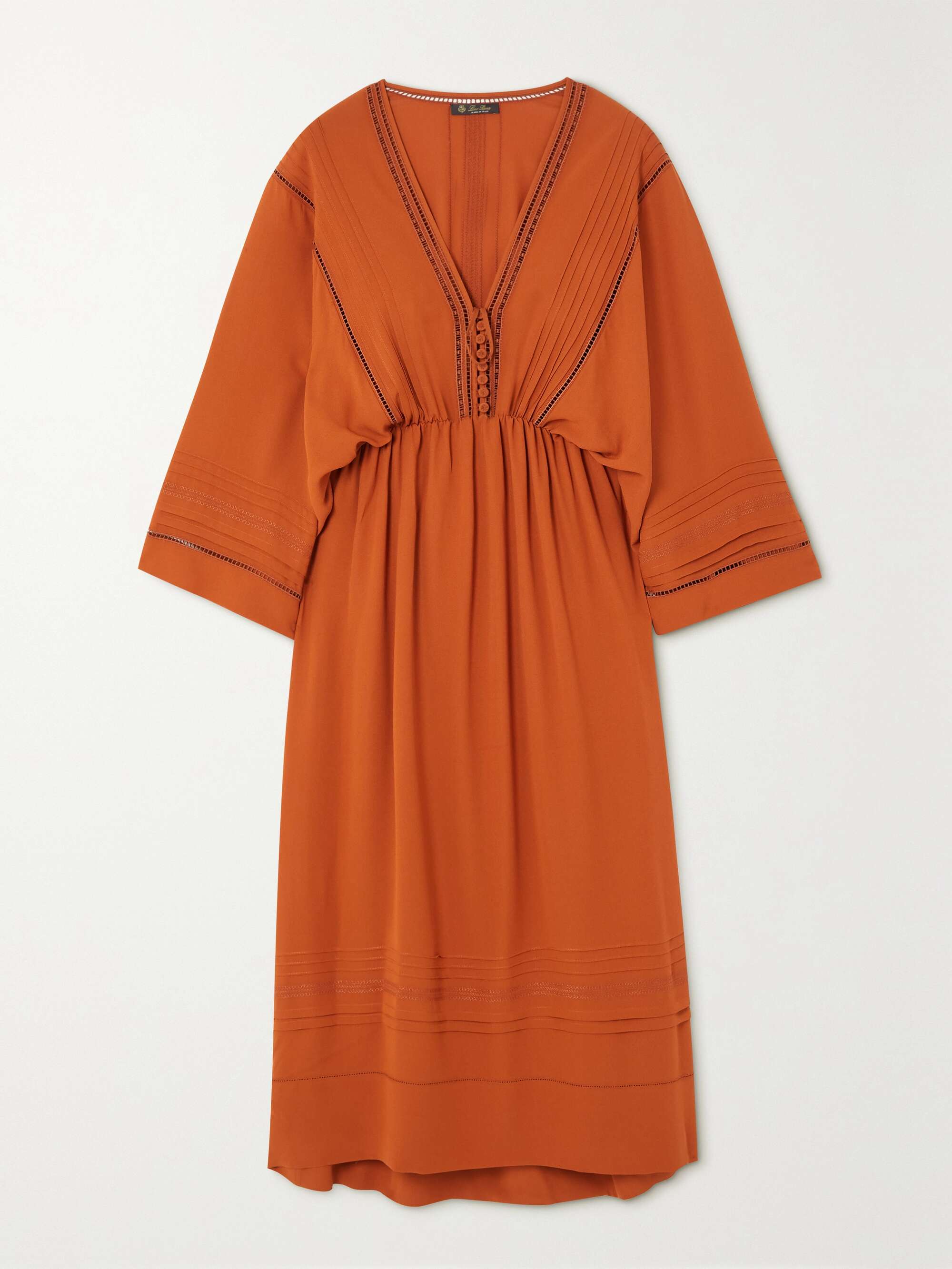 LORO PIANA Henrietta embroidered silk crepe de chine midi dress | NET-A ...