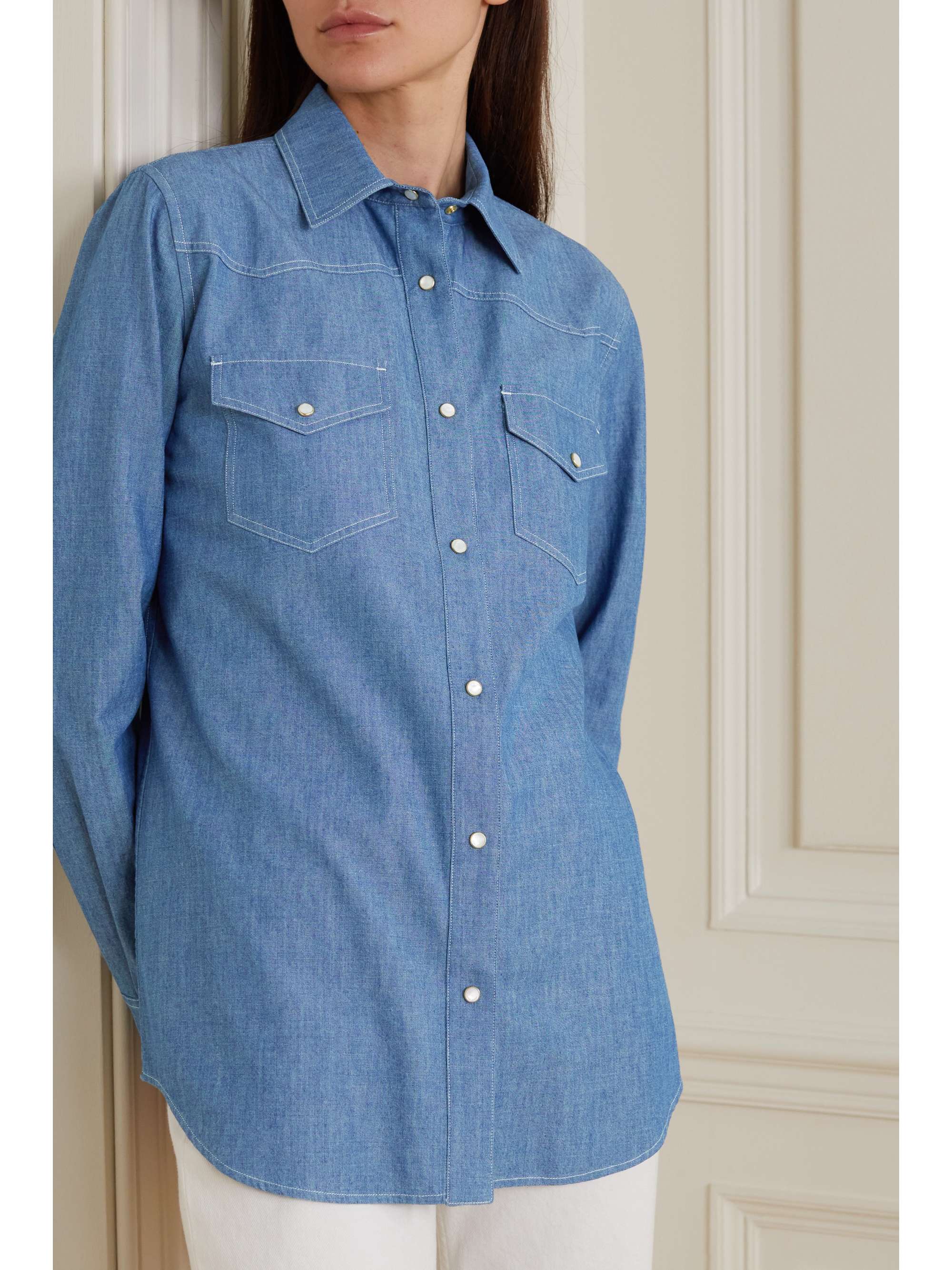 LORO PIANA Cotton-chambray shirt