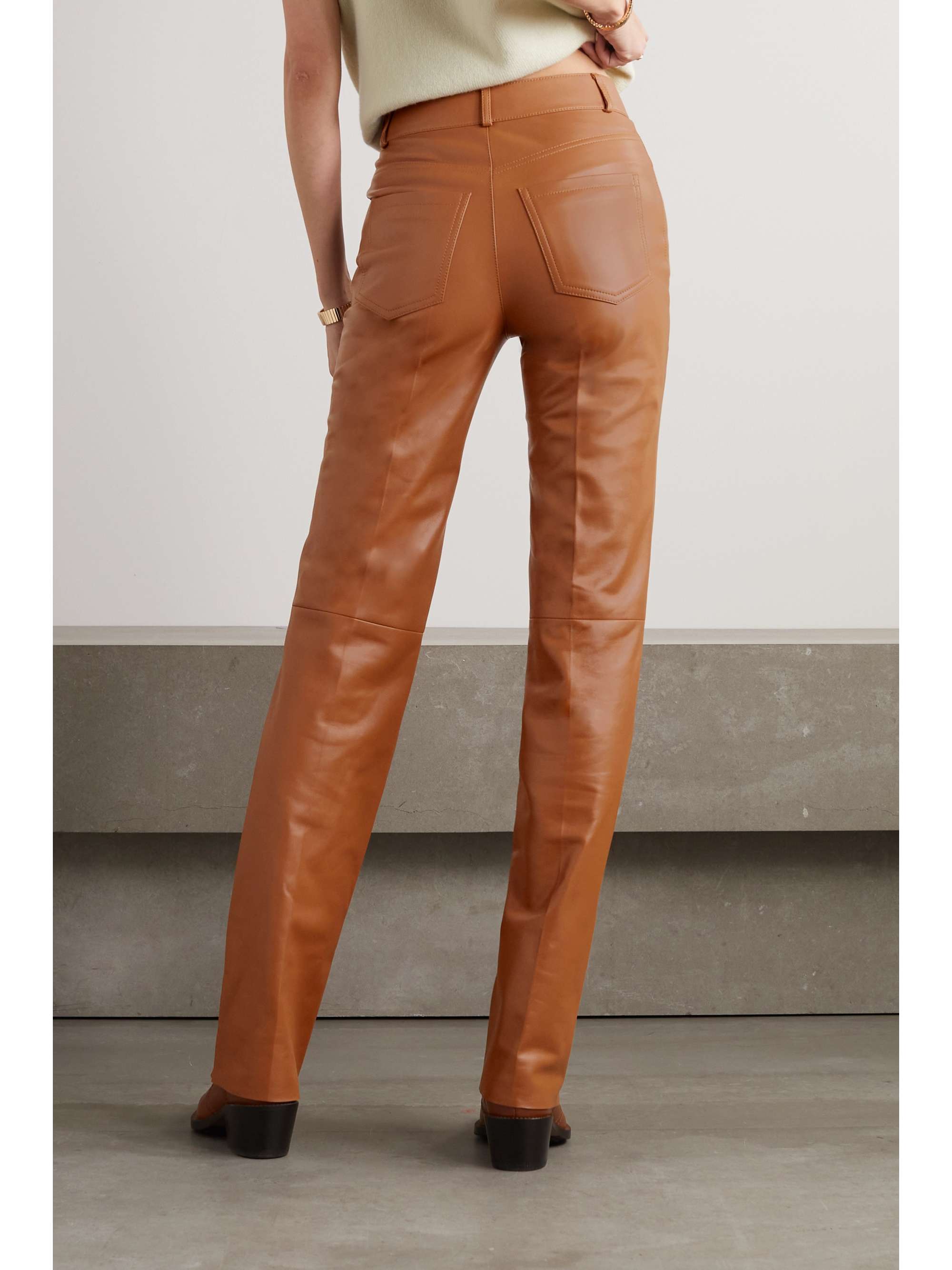 LORO PIANA Leather straight-leg pants