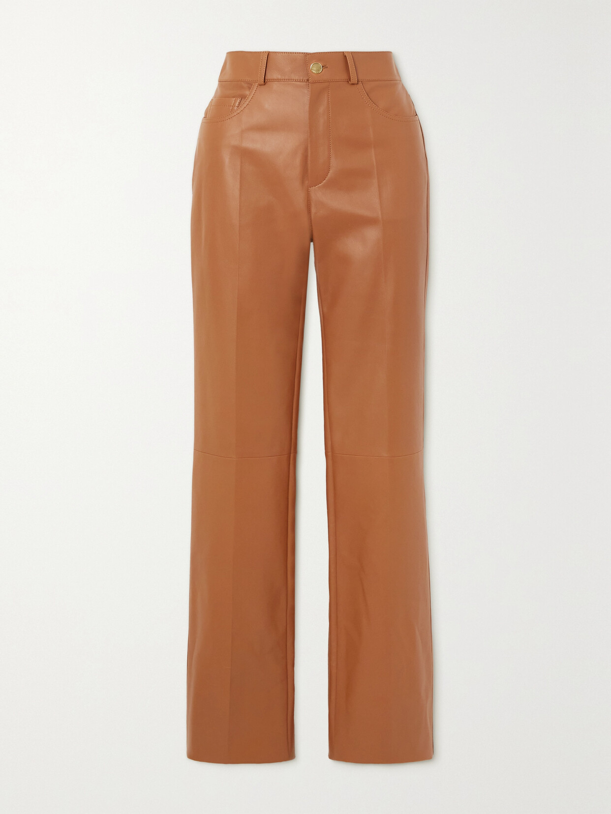 Loro Piana Leather Straight-leg Pants In Brown