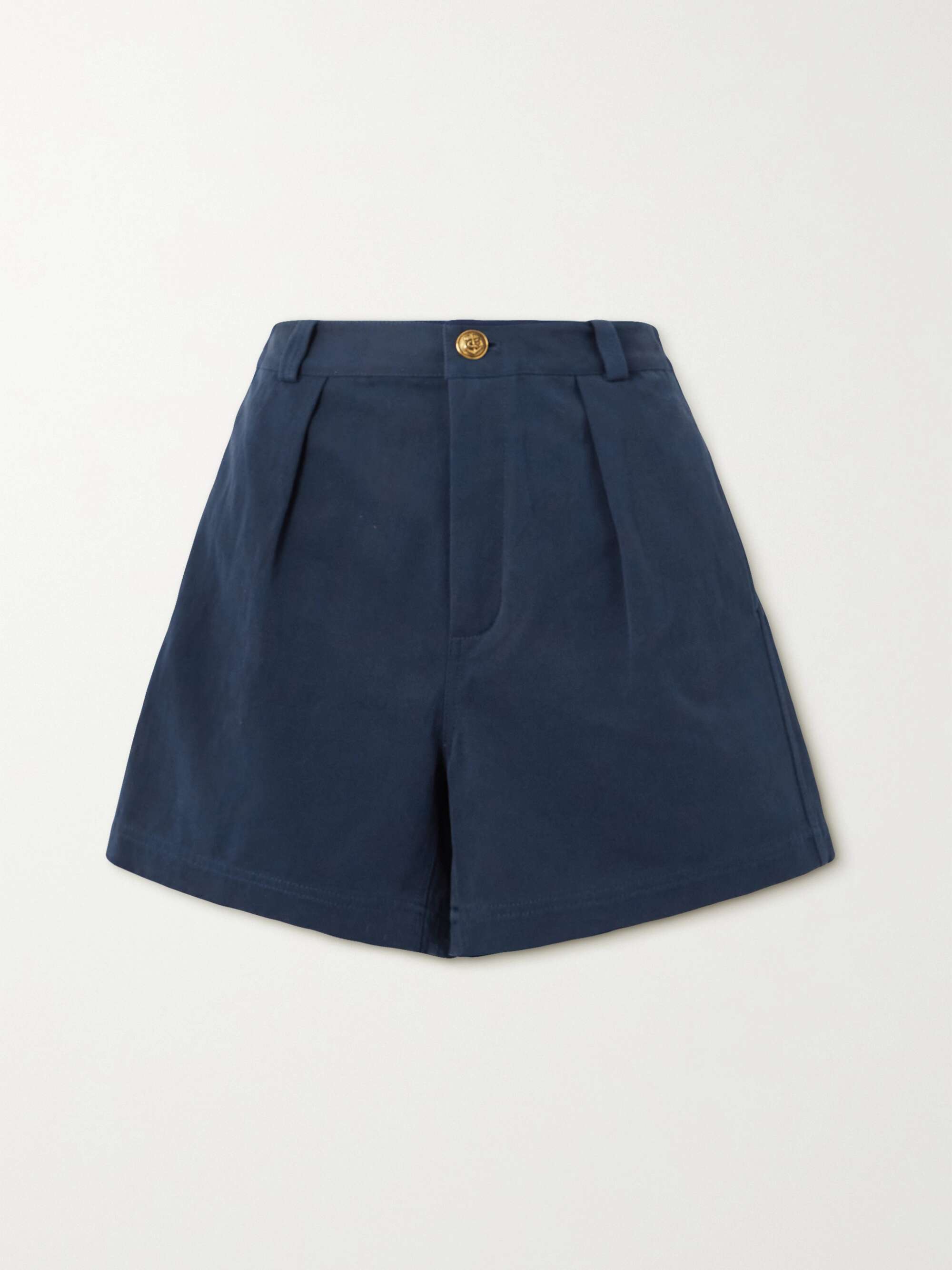 LORO PIANA Pleated cotton and linen-blend twill shorts | NET-A-PORTER