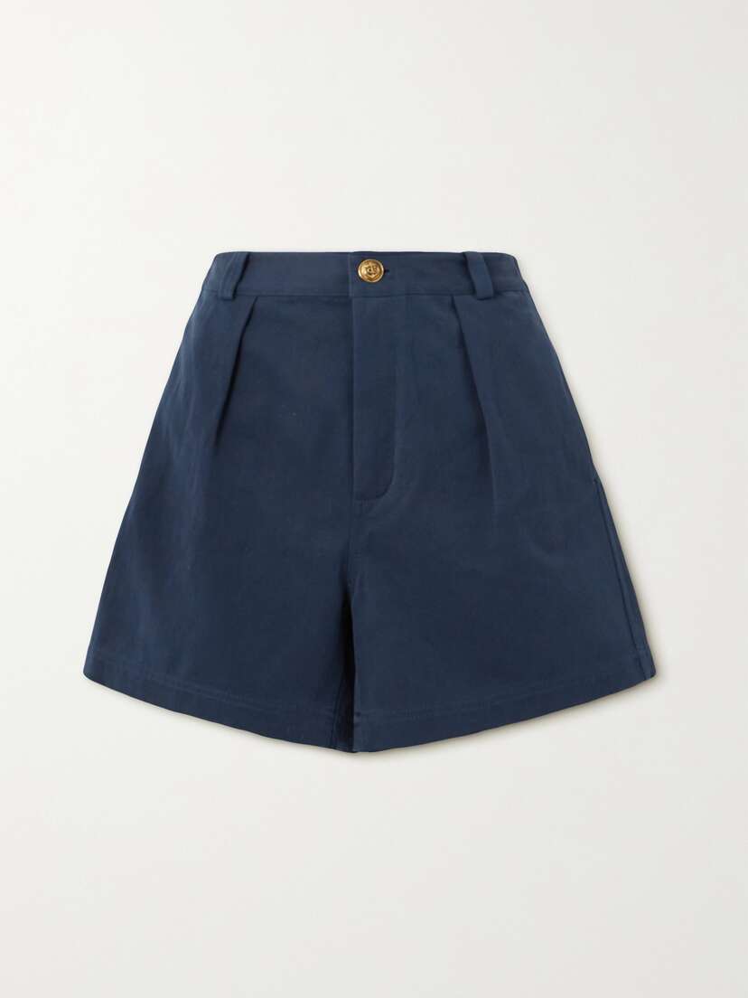 Loro Piana Pleated Cotton And Linen-blend Twill Shorts