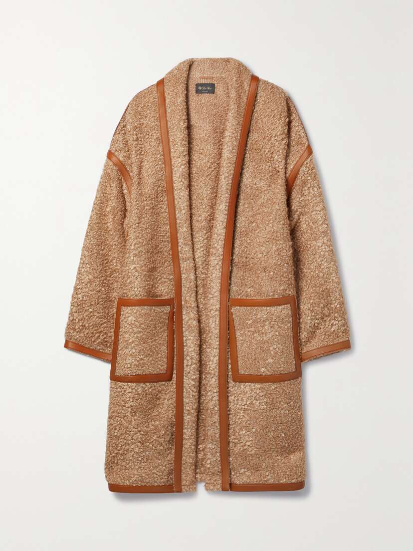 Loro Piana Reinhold Leather-trimmed Mohair-blend Bouclé Coat