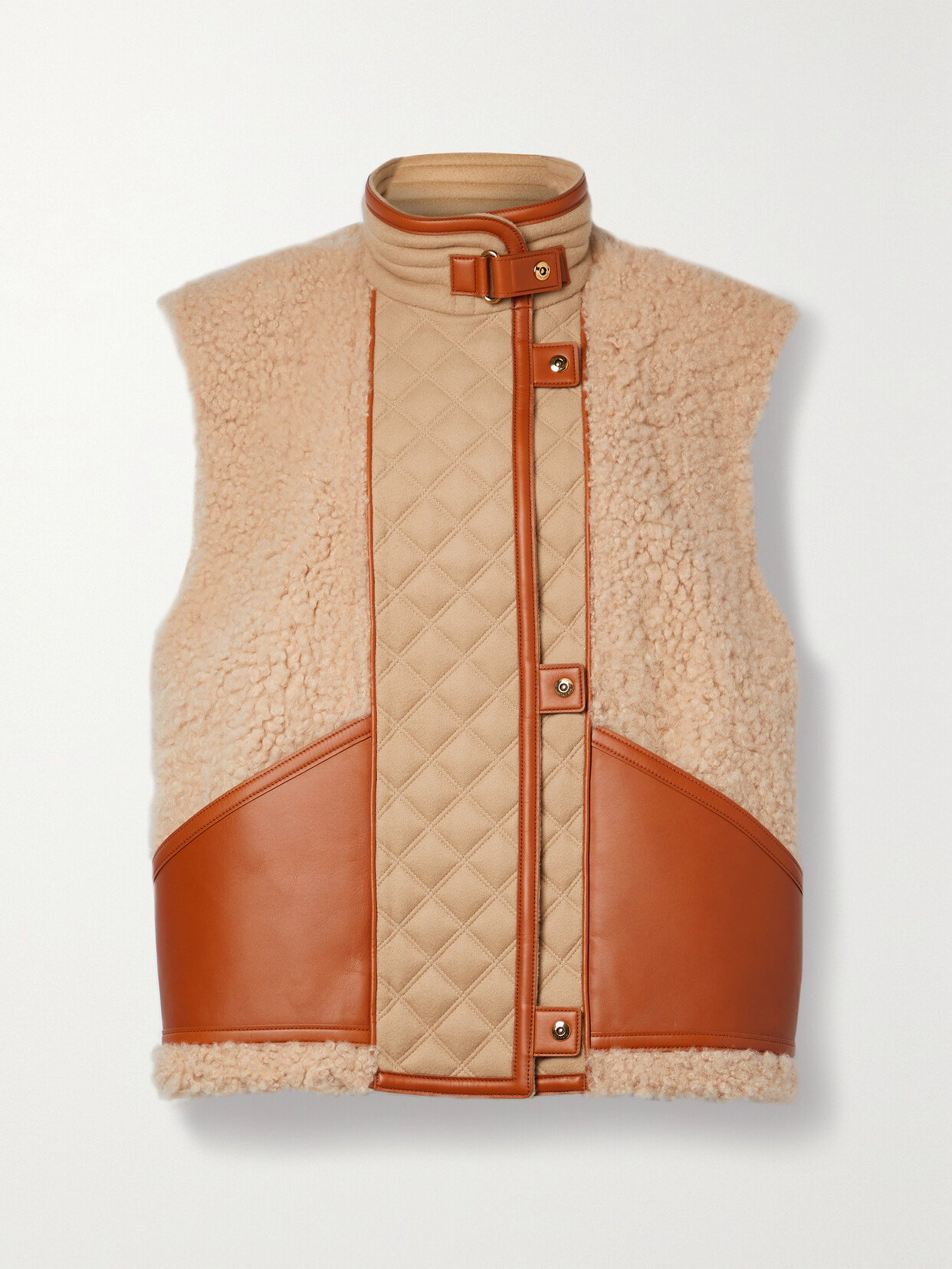 Loro Piana Maikel Quilted Cashmere And Leather-trimmed Shearling Vest - Brown