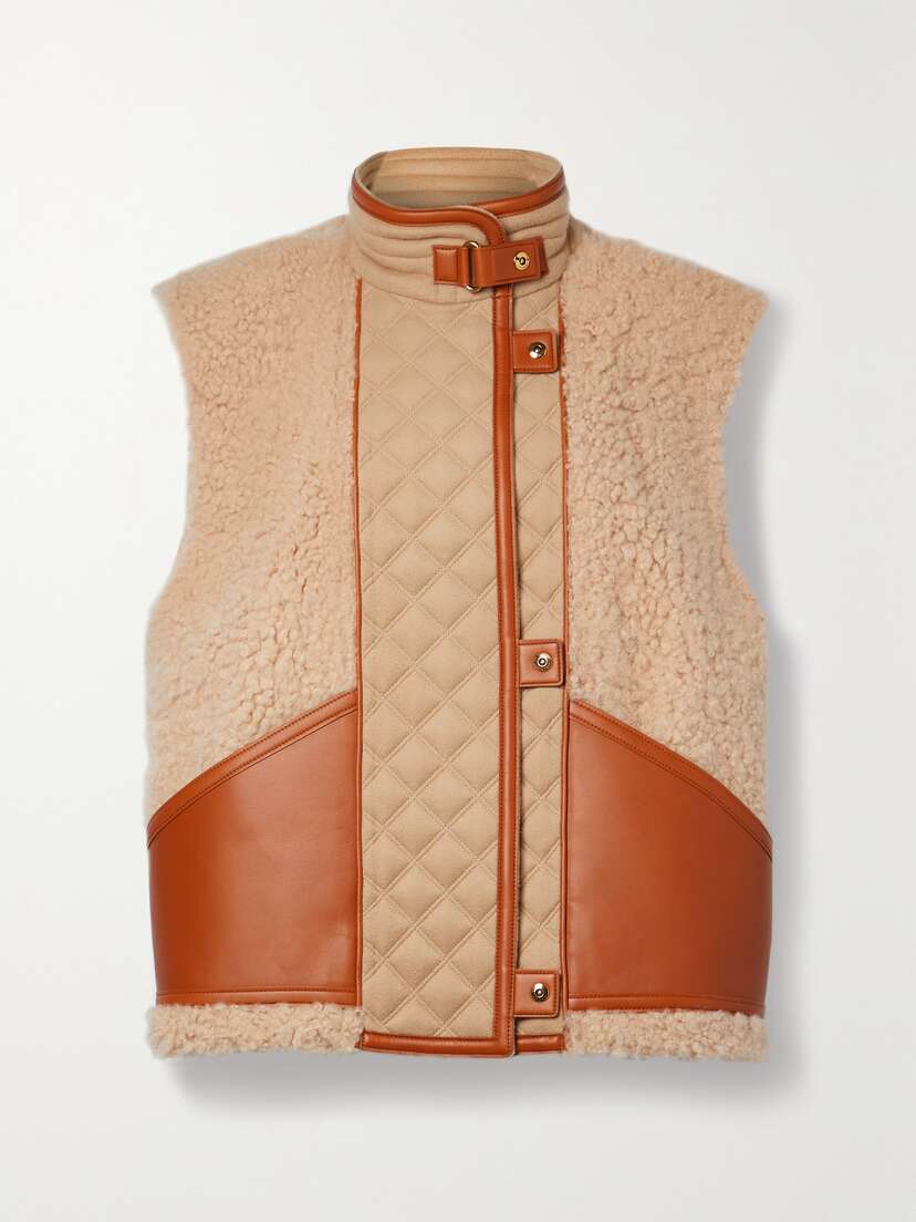 Loro Piana Maikel Quilted Cashmere And Leather-trimmed Shearling Vest