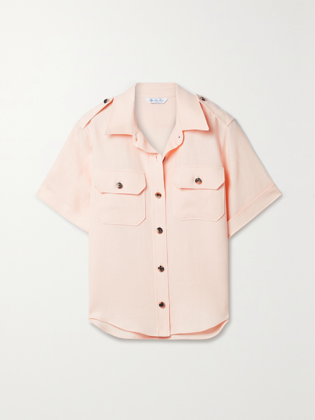 Loro Piana Annalisa Linen And Wool-blend Twill Shirt - Orange