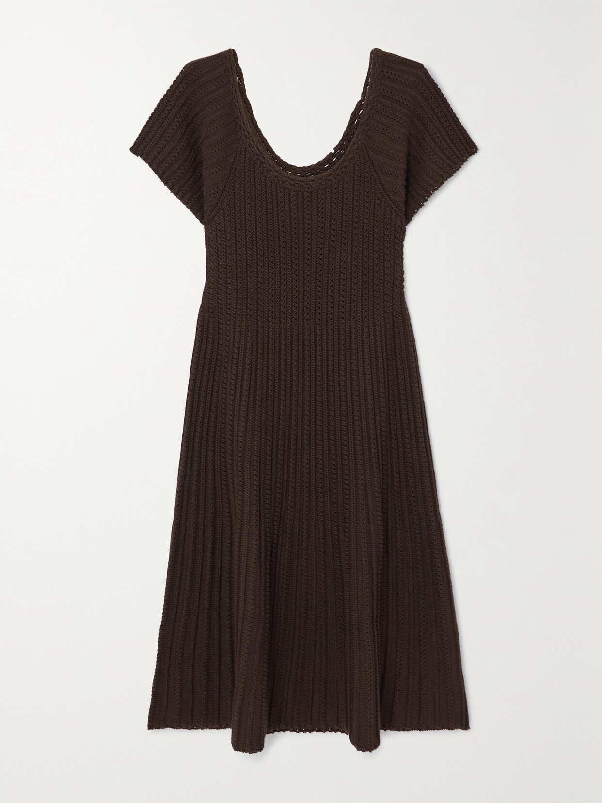 Loro Piana Castellana Crocheted Silk And Cotton-blend Dress In Brown