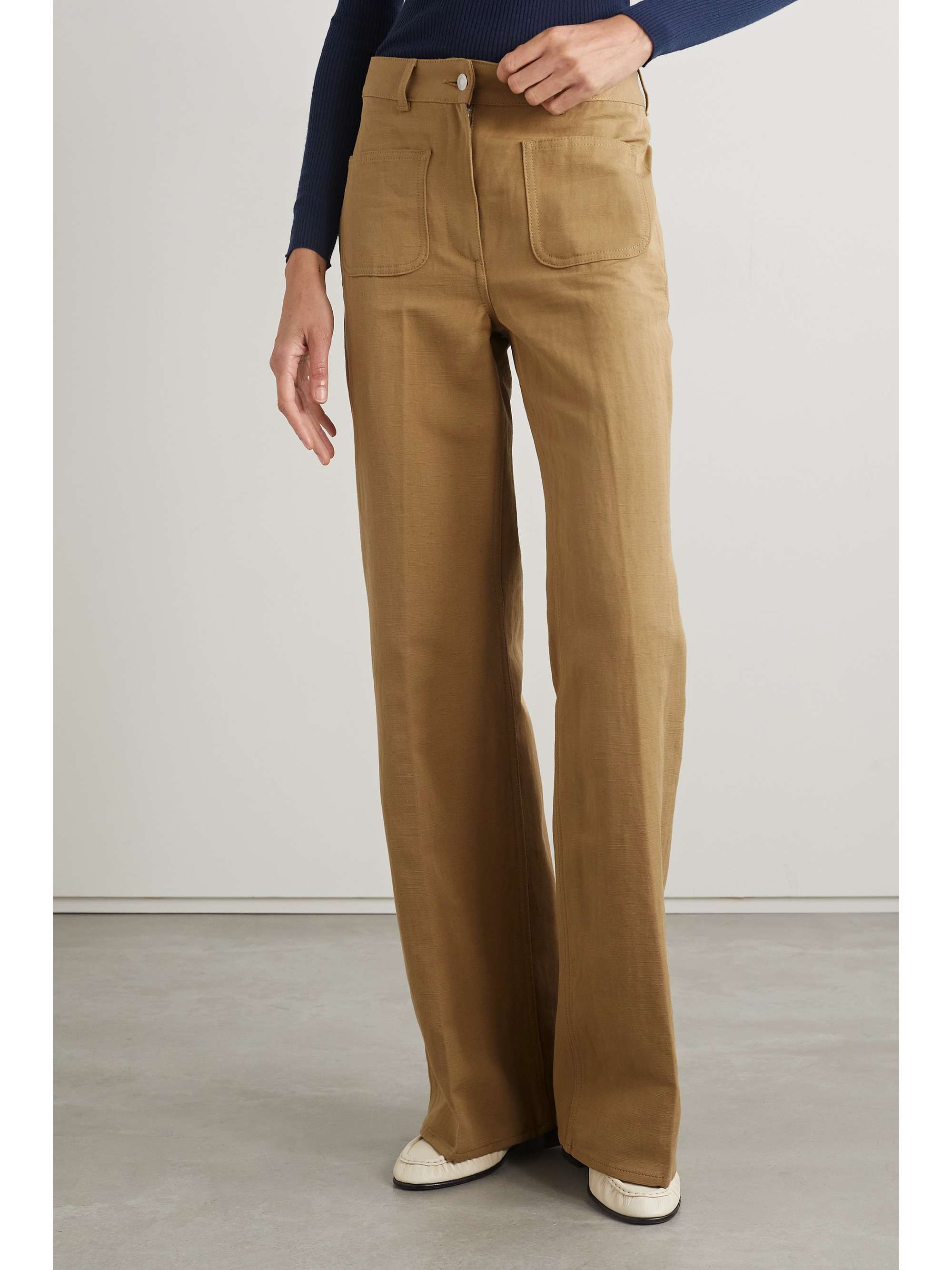 LORO PIANA Danbeth linen and cotton-blend canvas straight-leg pants