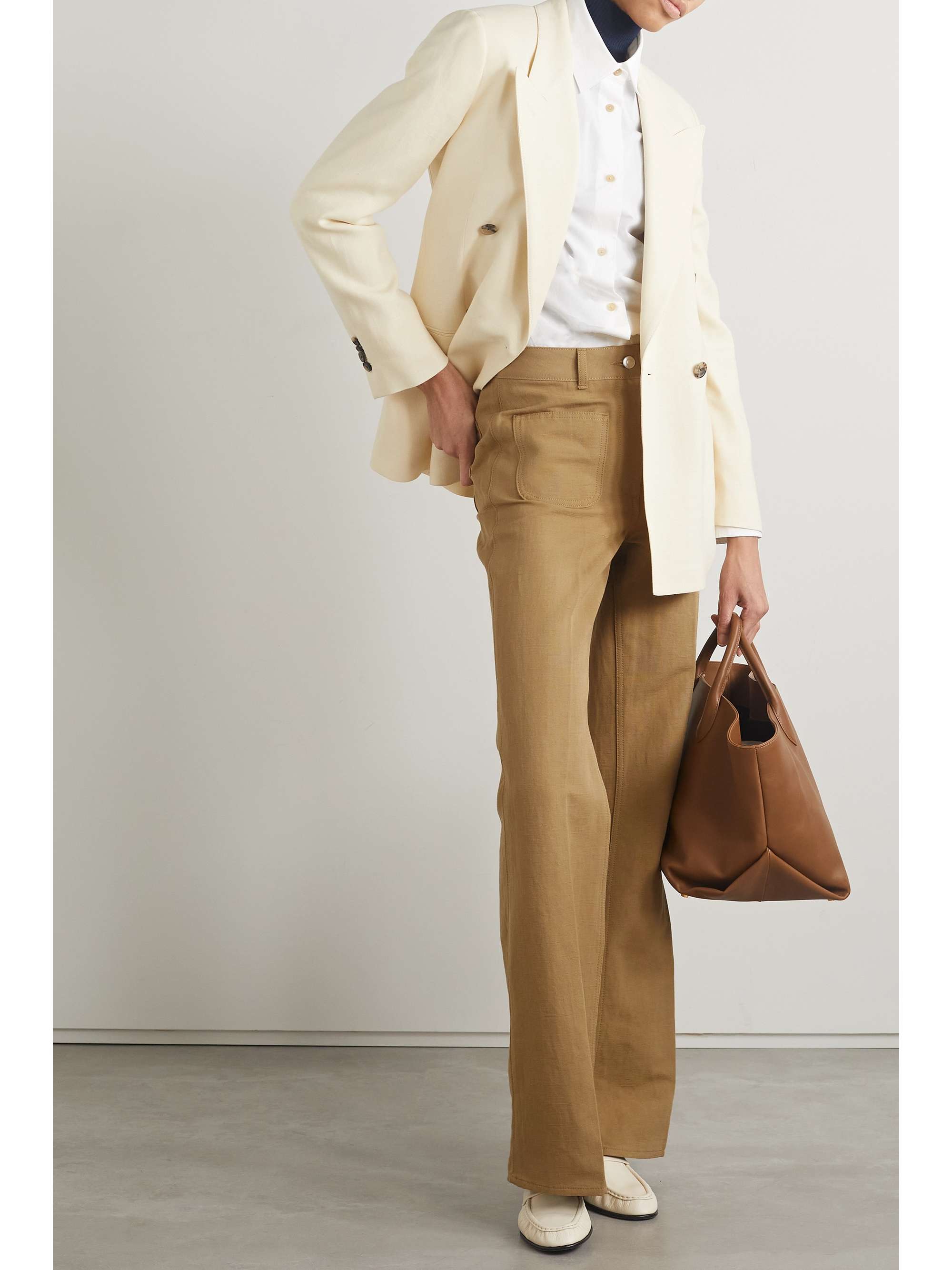 LORO PIANA Danbeth linen and cotton-blend canvas straight-leg pants