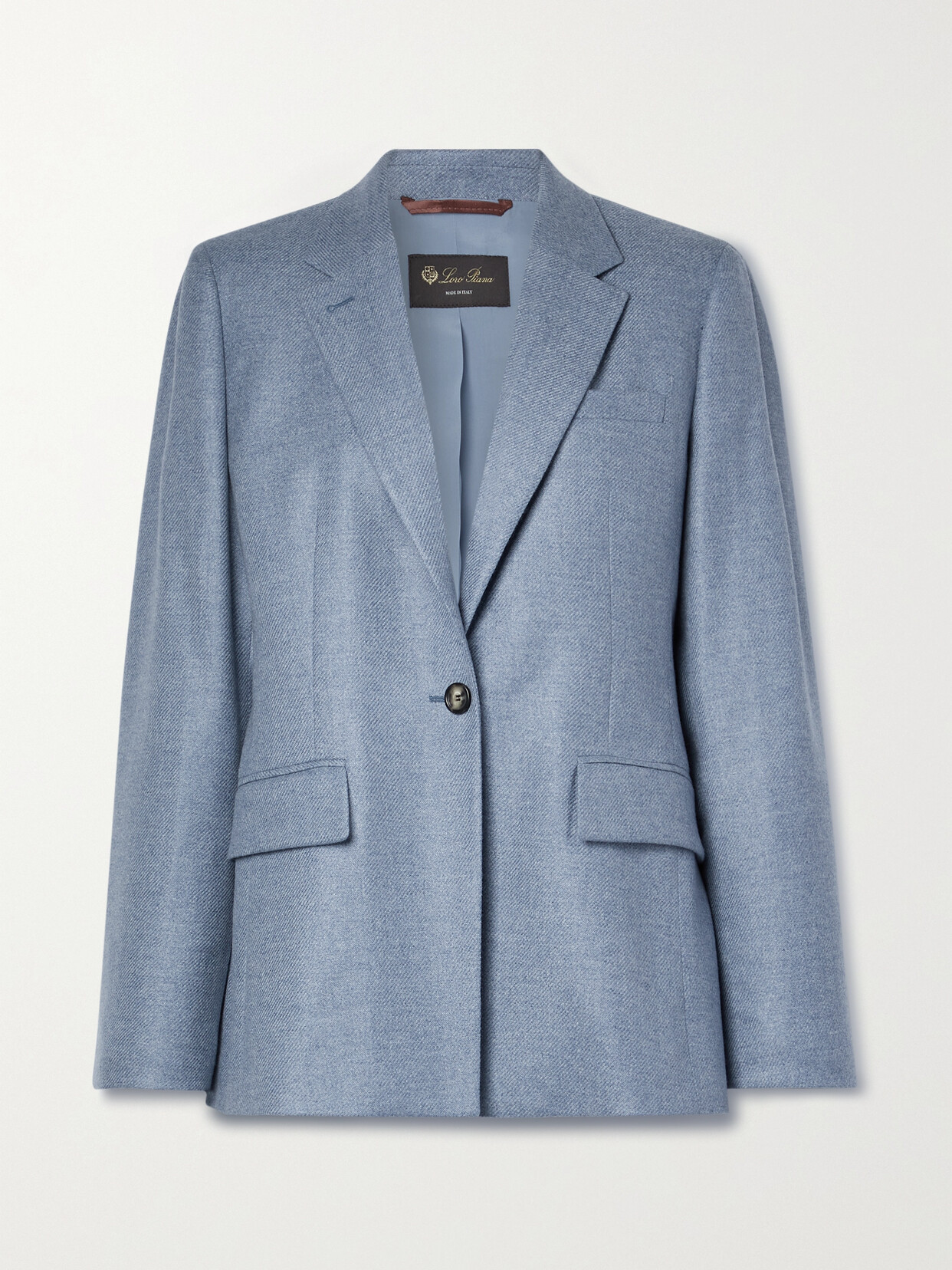 Loro Piana Dorina Cashmere Flannel Single-breasted Blazer In Light Blue Sugar