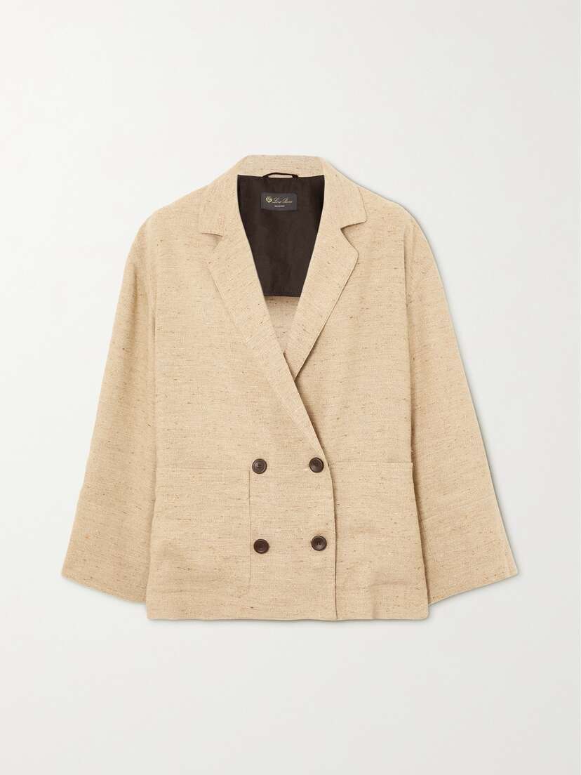 Loro Piana Haye Double-breasted Linen, Cashmere And Silk-blend Blazer